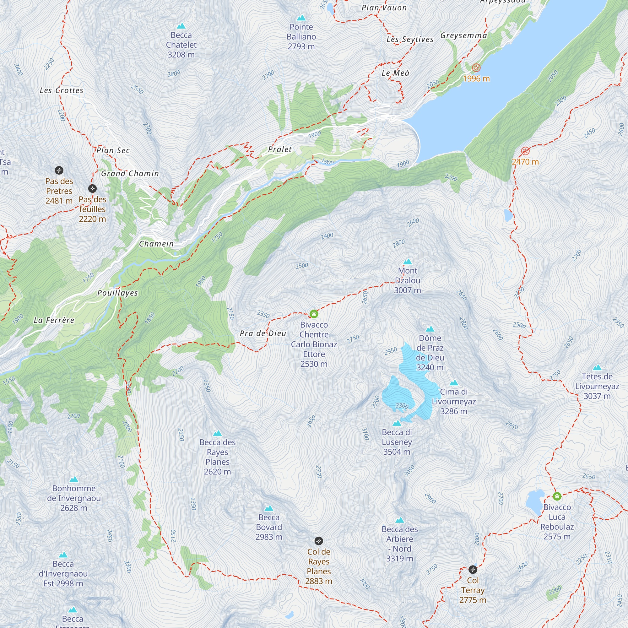 Bivacco Chentre Carlo Bionaz Ettore map