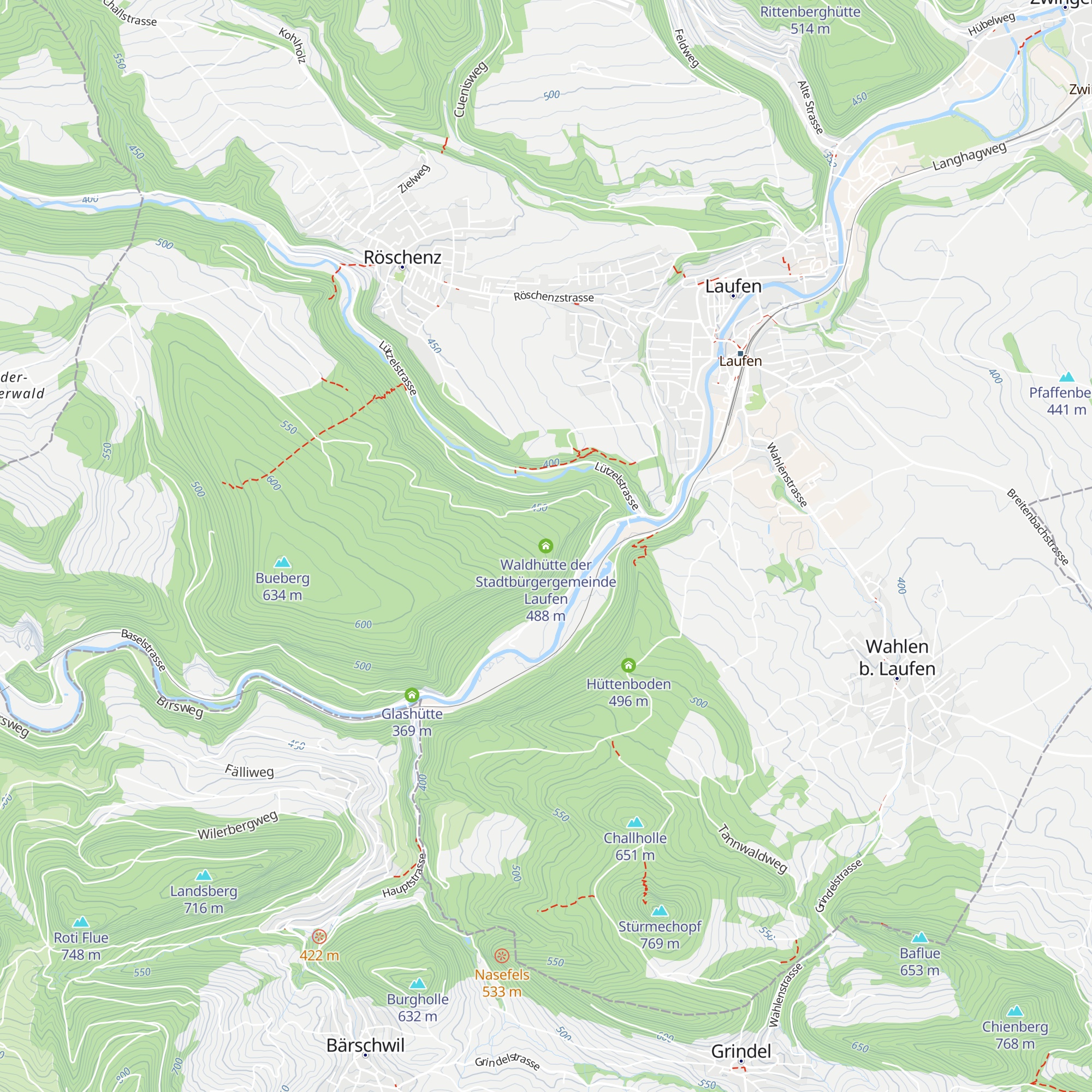 Waldhütte der Stadtbürgergemeinde Laufen map