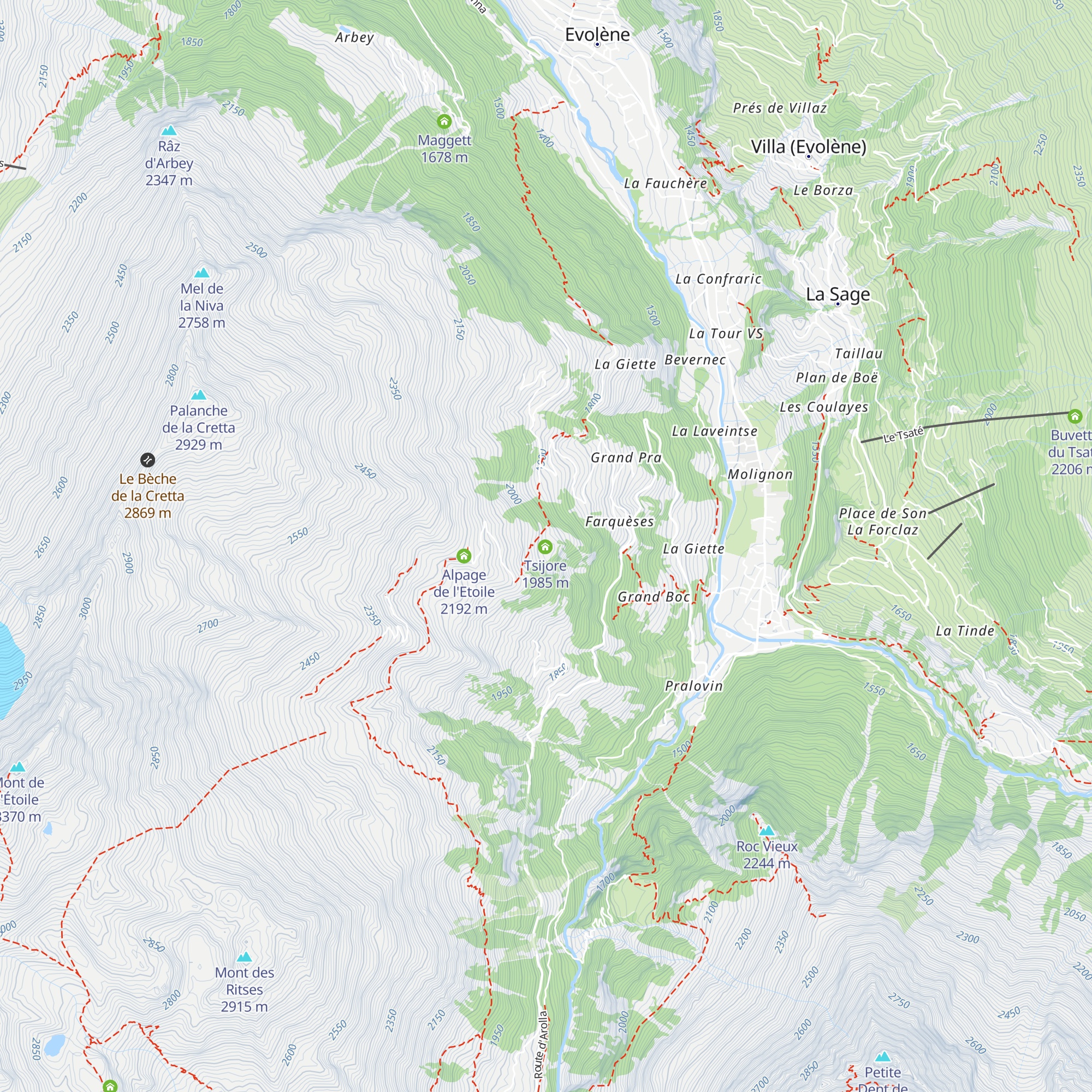 La Crettaz map
