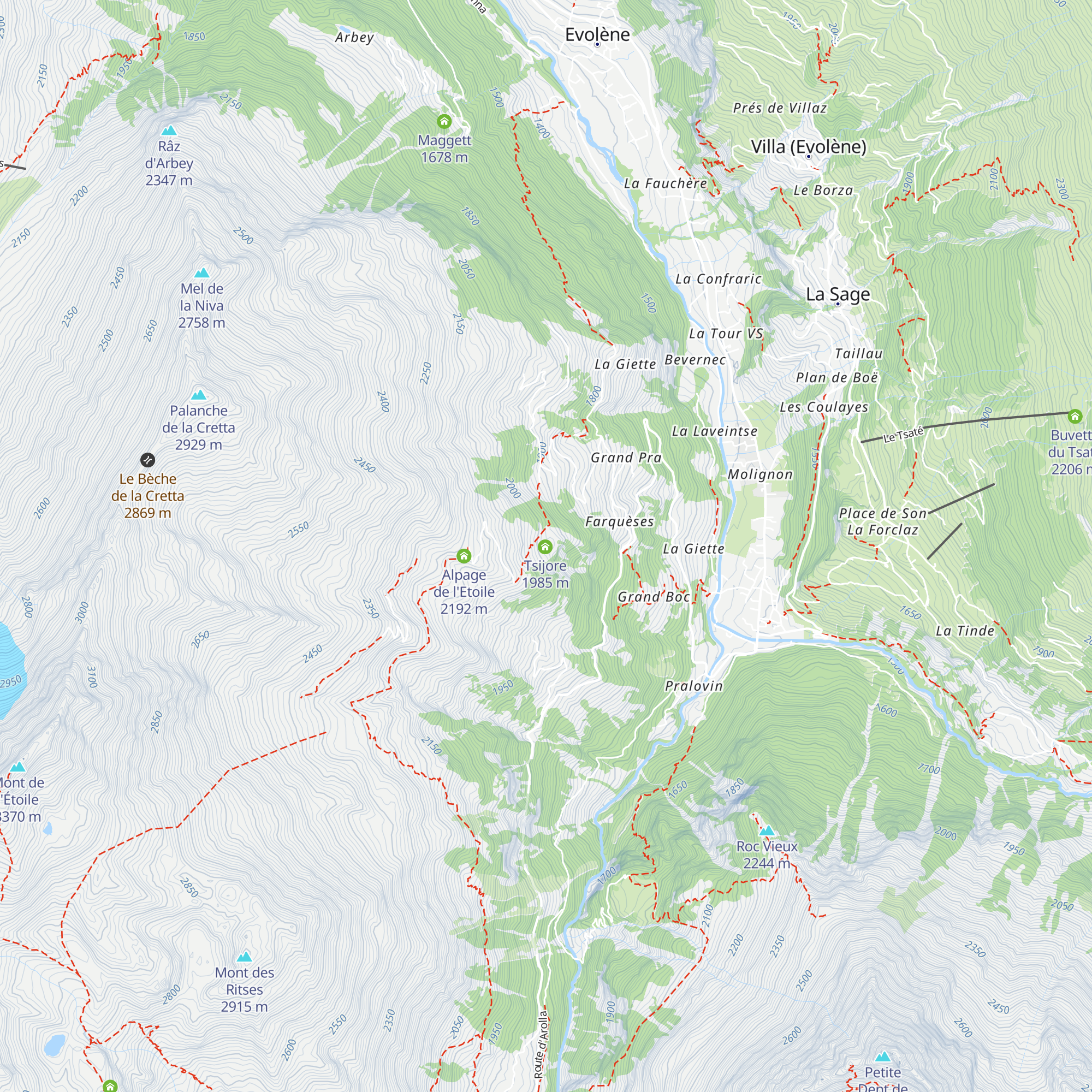 La Crettaz map