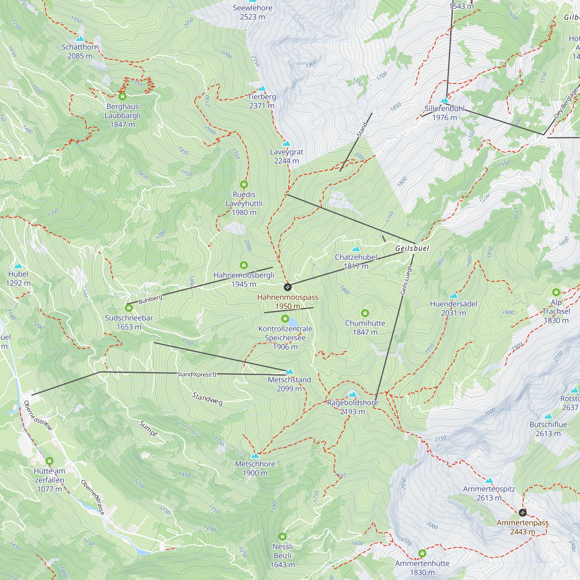 Berghotel Hahnenmoospass map