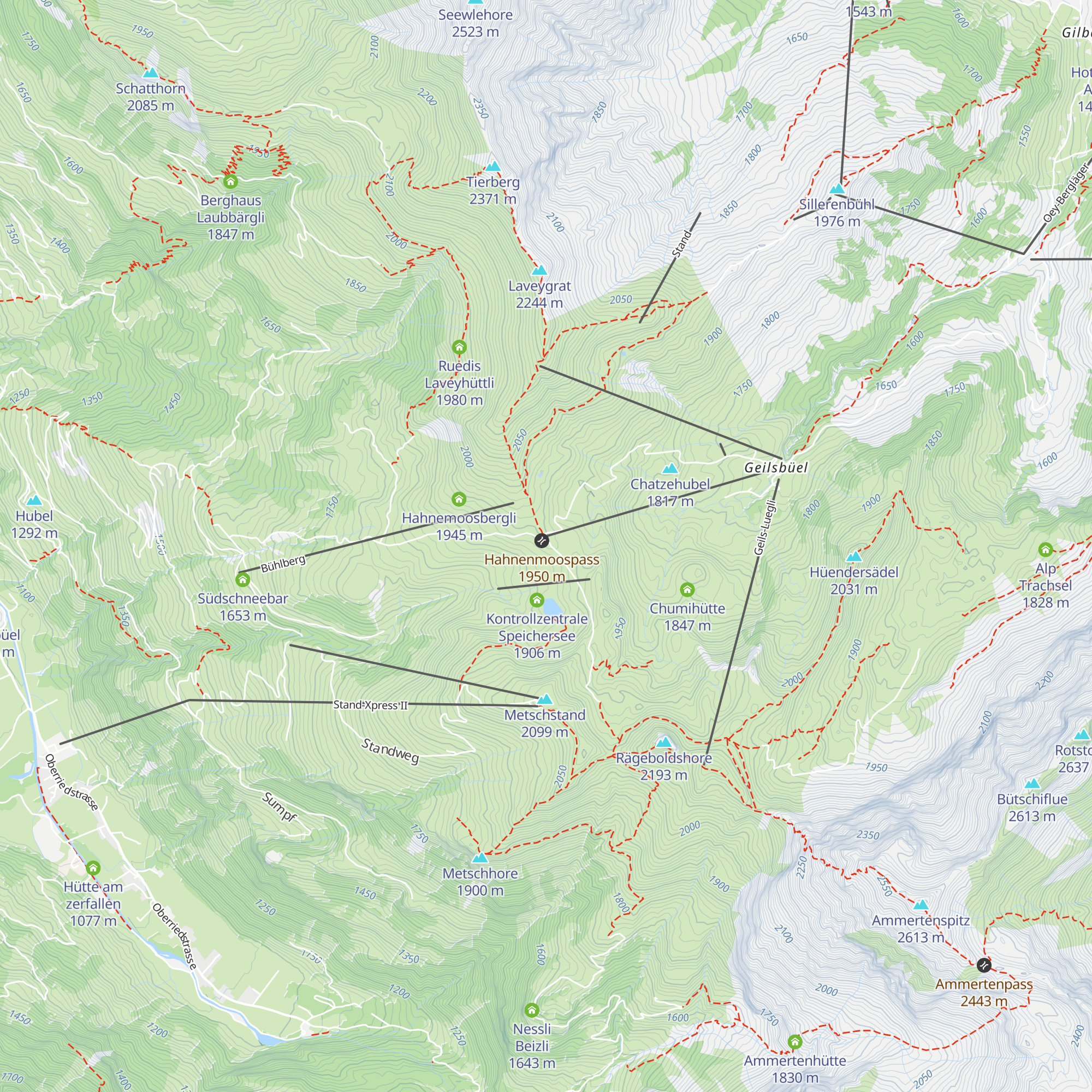 Berghotel Hahnenmoospass map