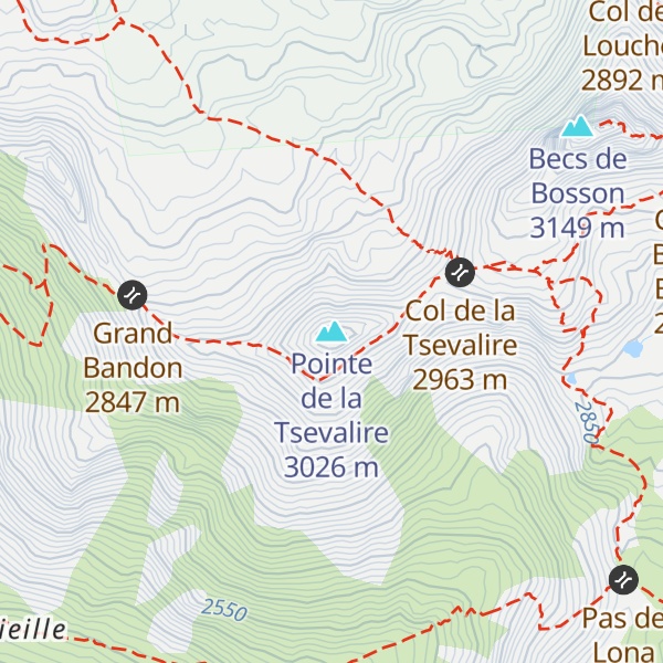 Map of Pointe de la Tsevalire
