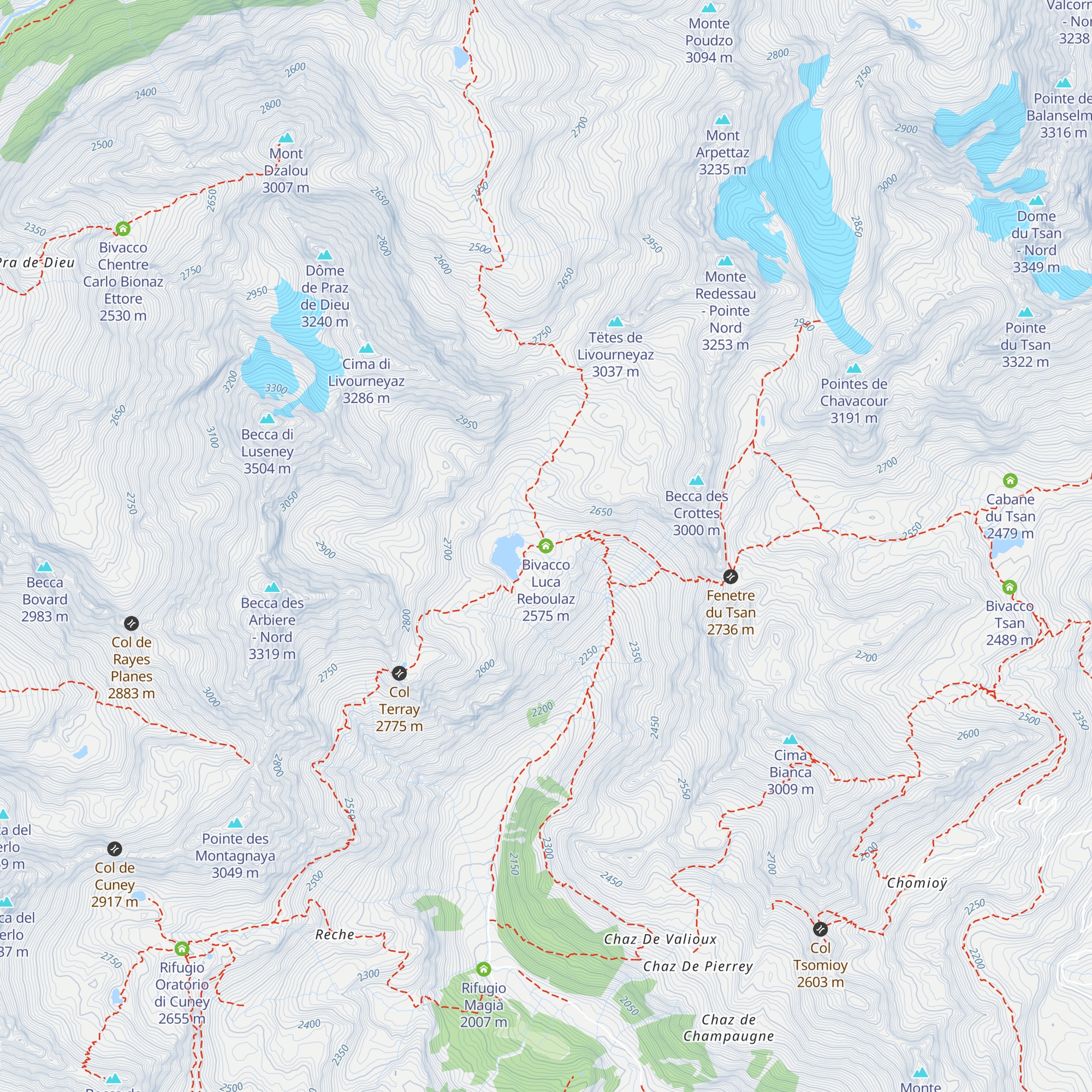 Bivacco Luca Reboulaz map