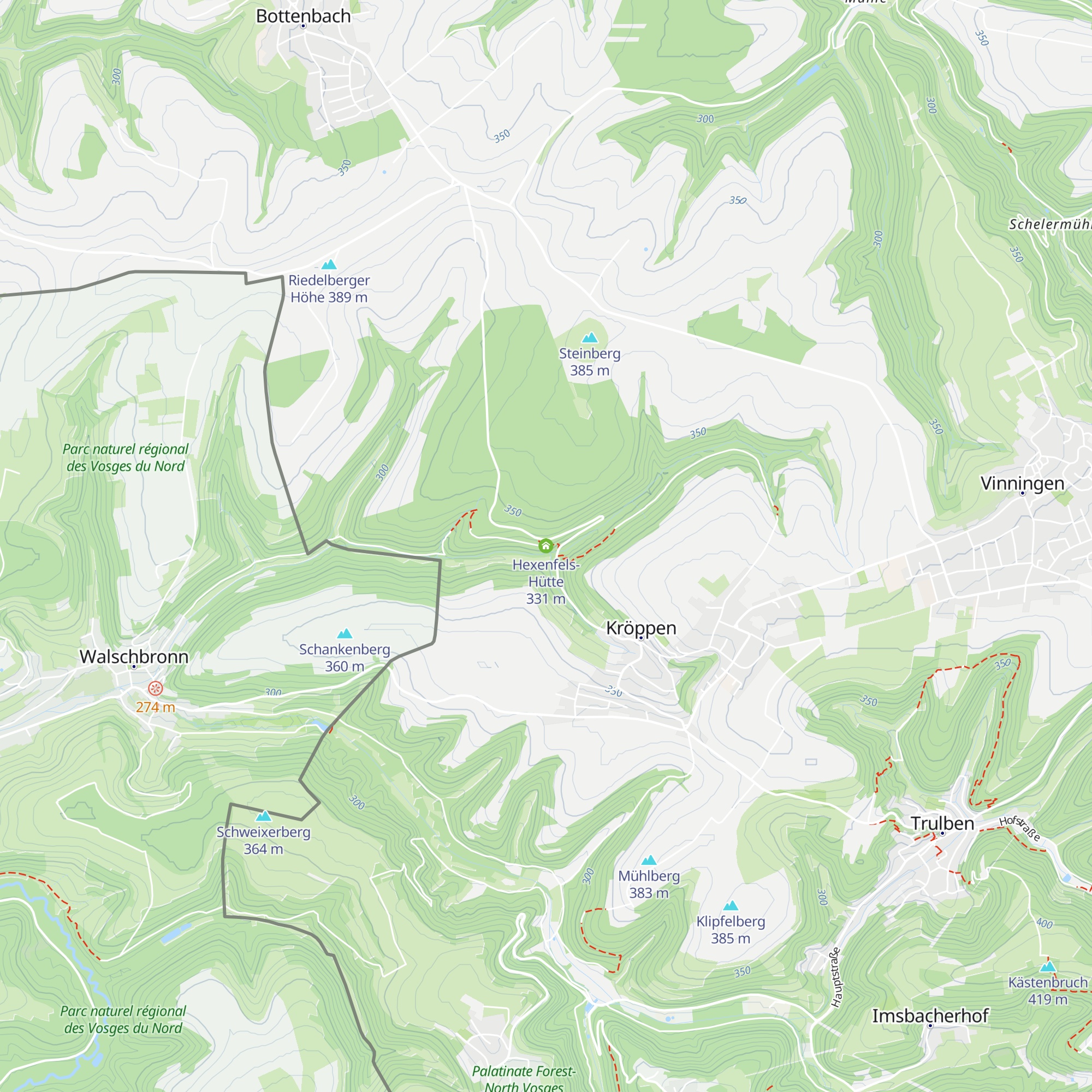 Hexenfels-Hütte map