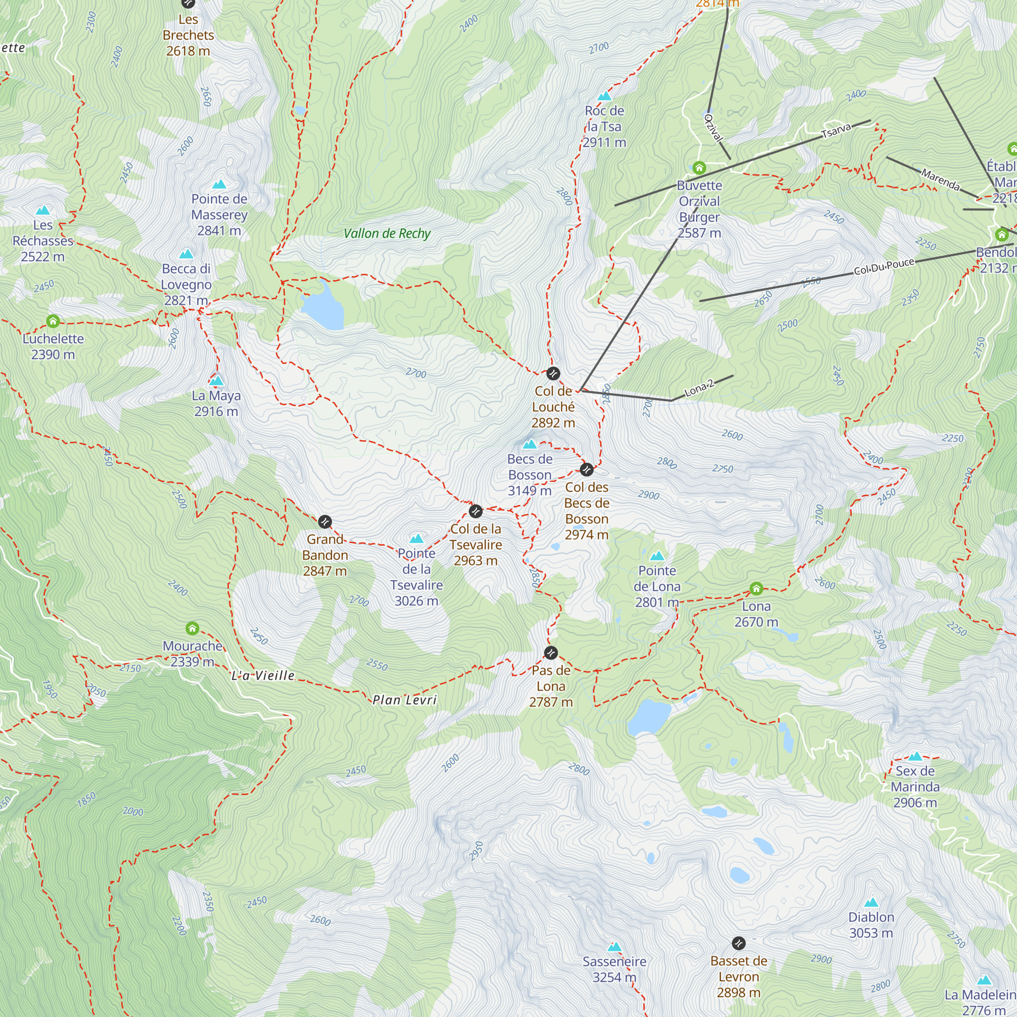 Cabane Becs de Bosson map