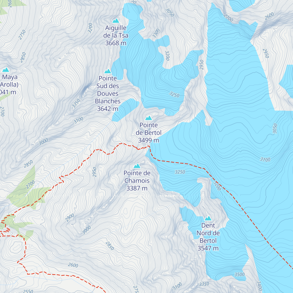 Cabane de Bertol CAS map