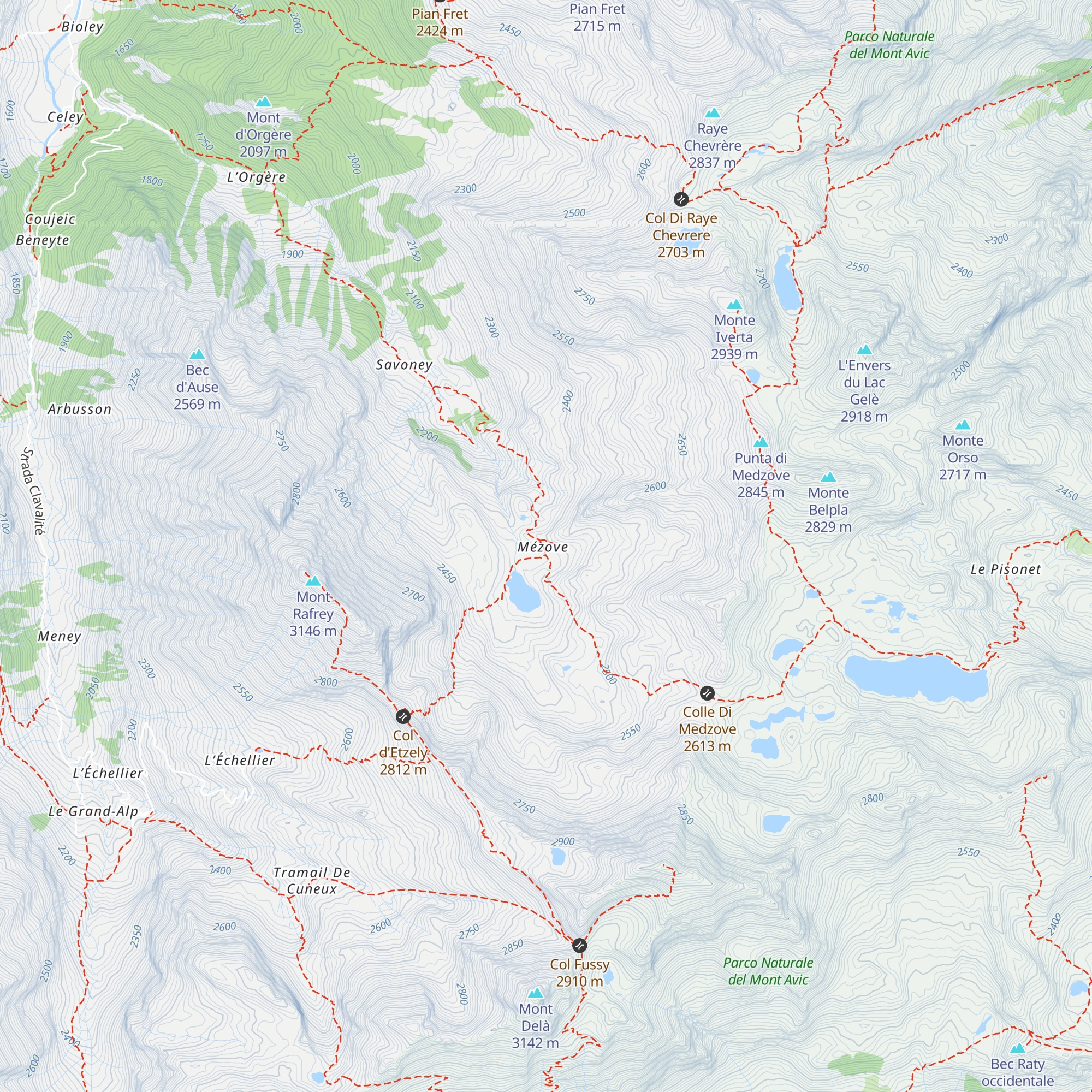 Bivacco Mezouve map