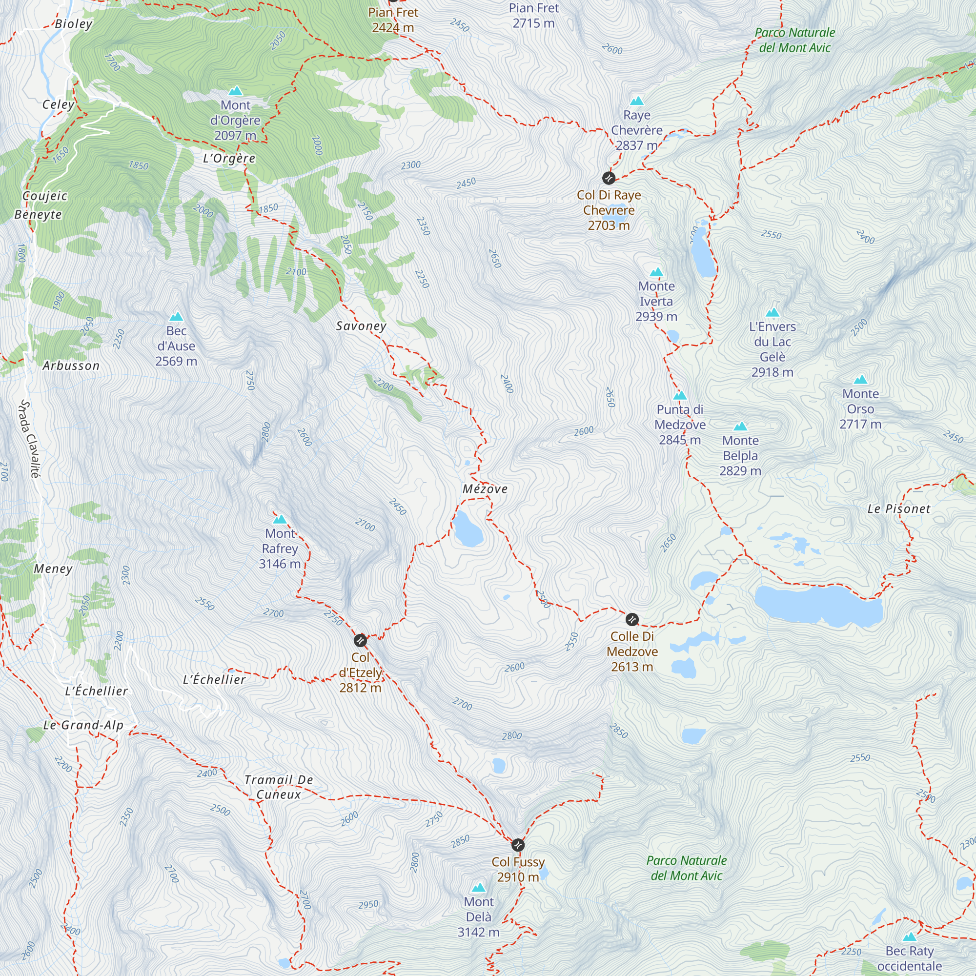 Bivacco Mezouve map