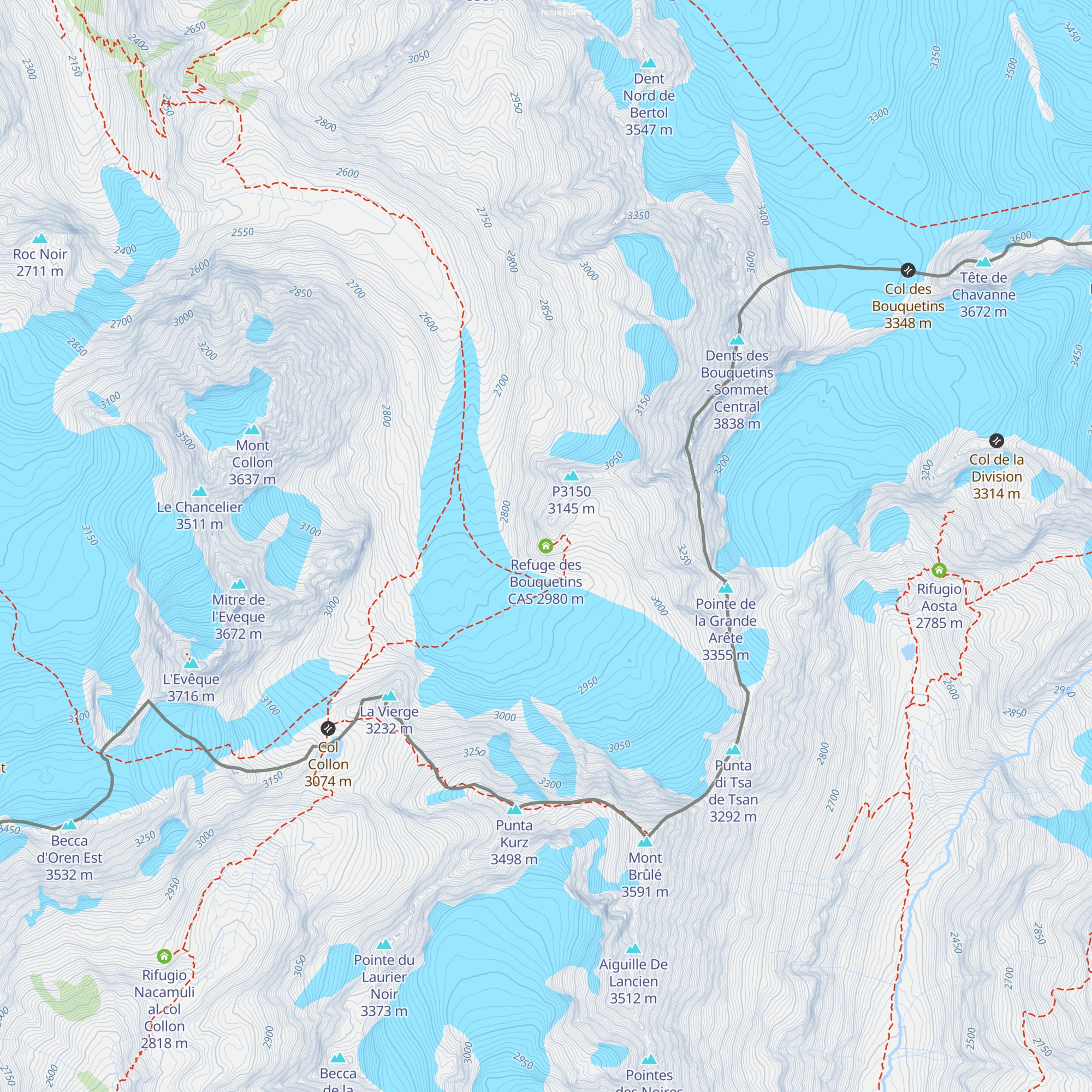 Refuge des Bouquetins CAS map