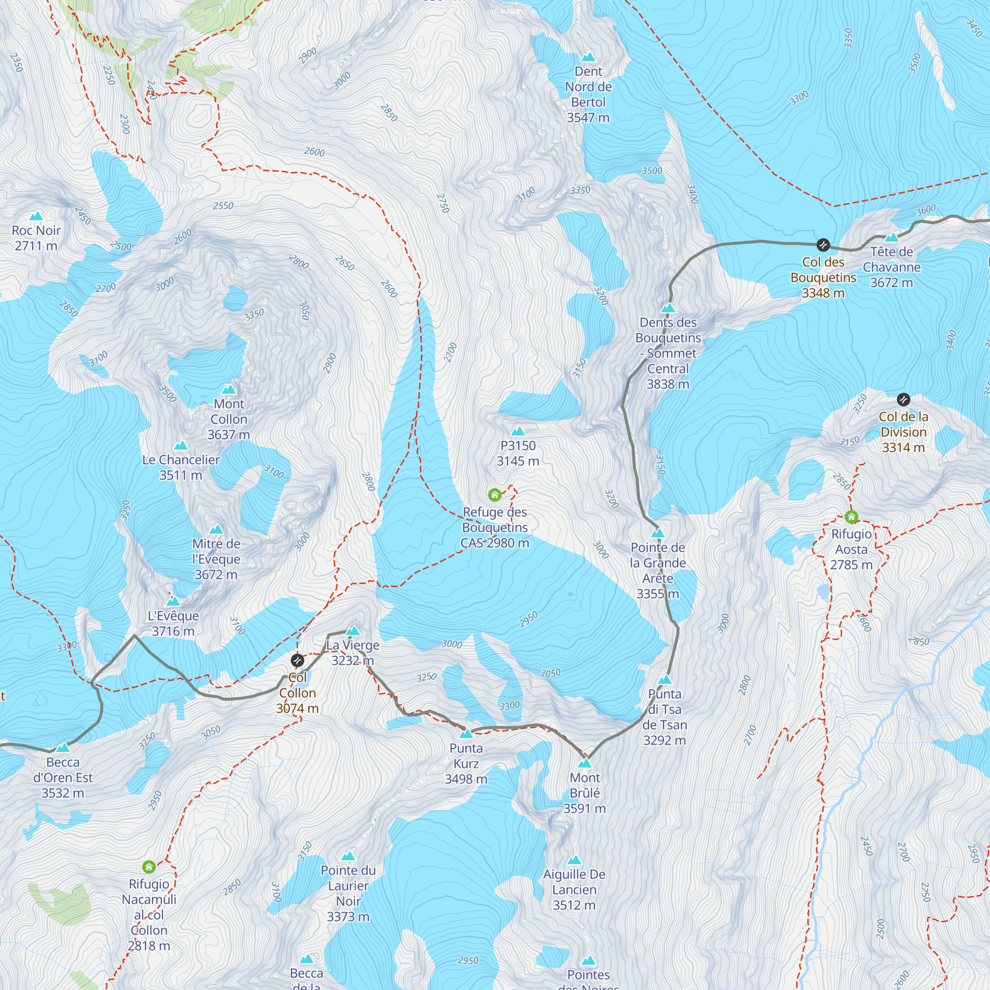 Refuge des Bouquetins CAS map