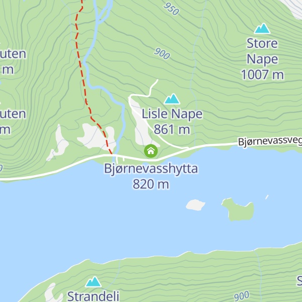 Map of Bjørnevasshytta
