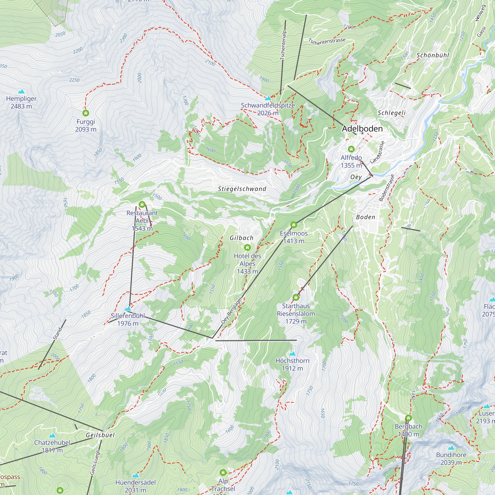 Hotel des Alpes map