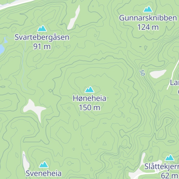 Map of Høneheia