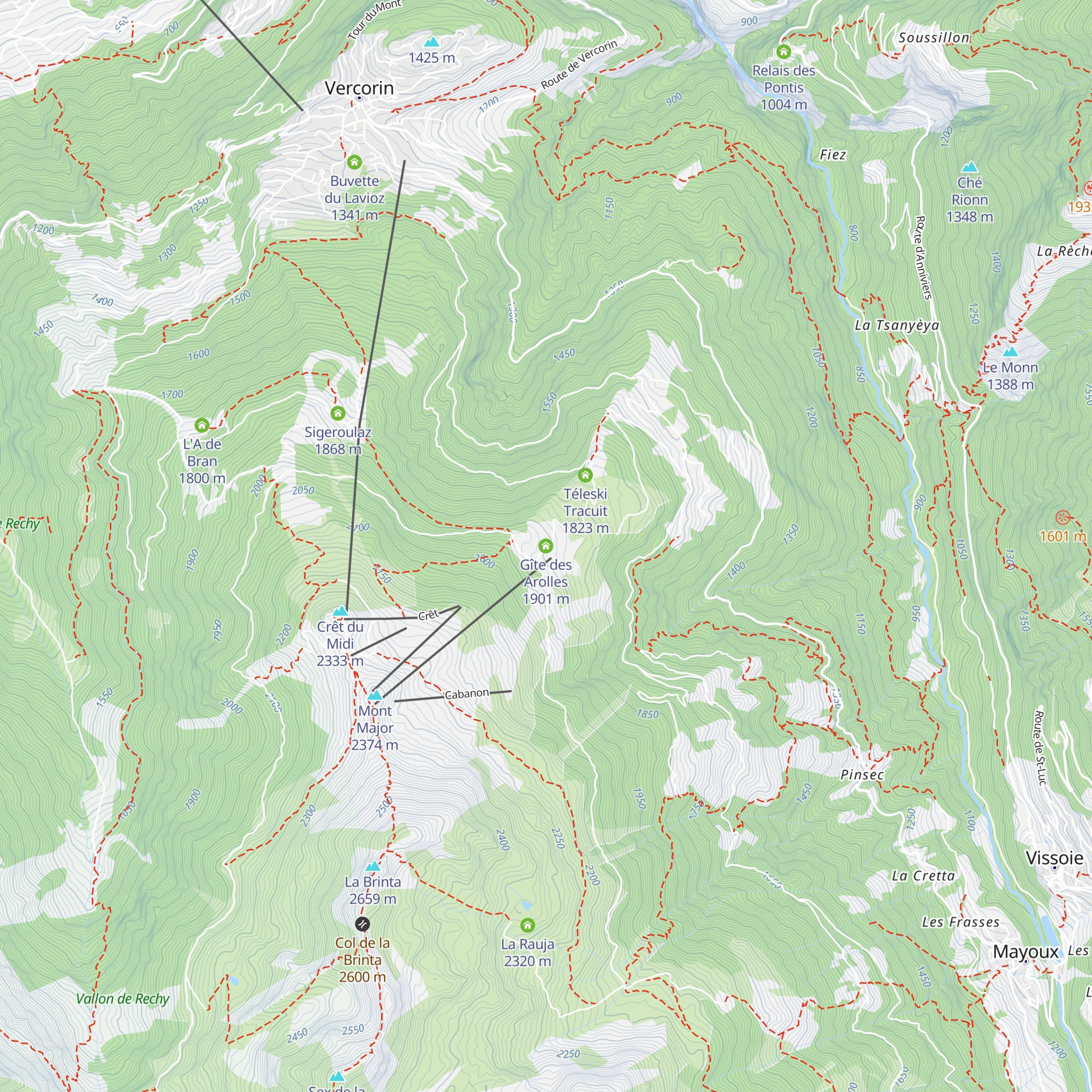 Gîte des Arolles map