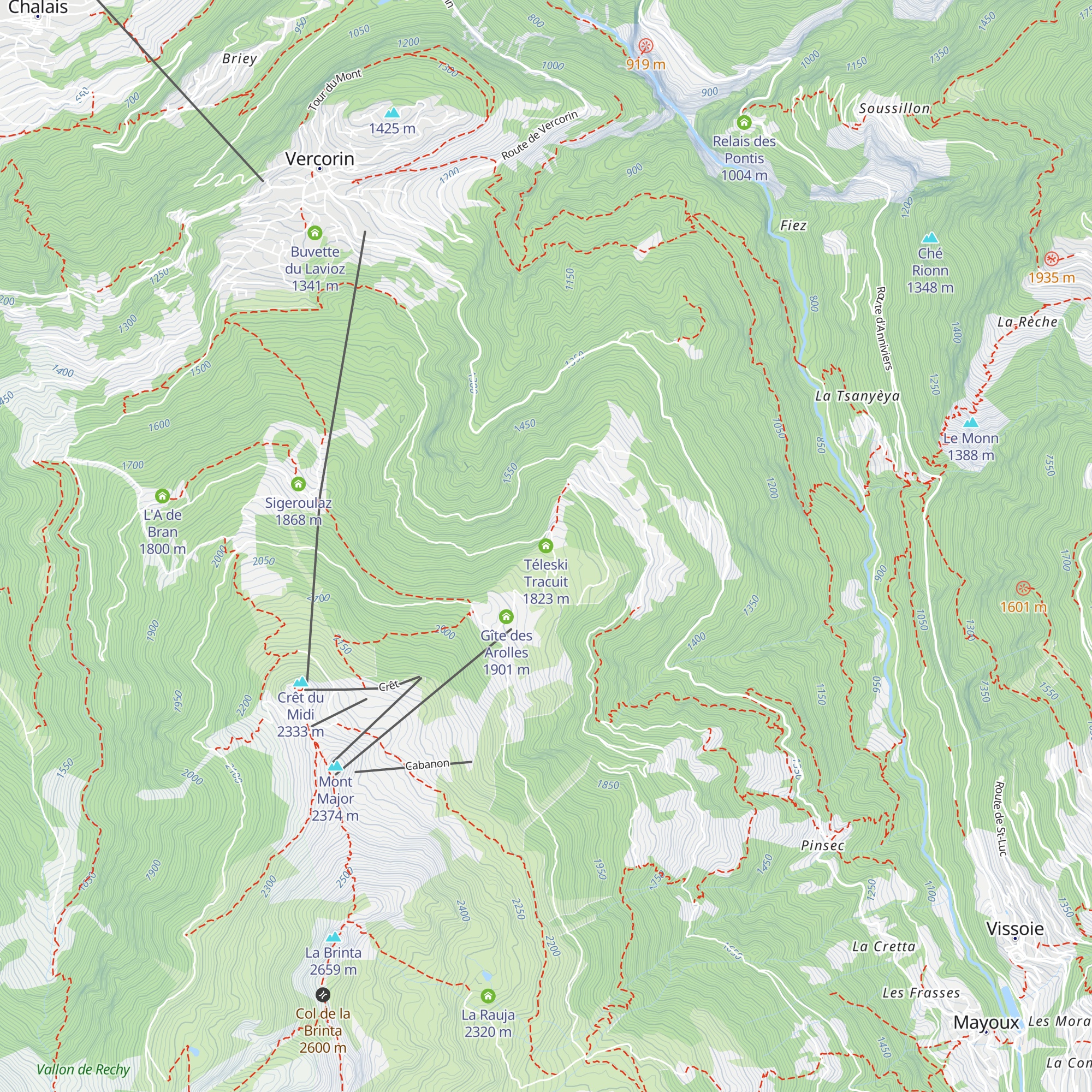 Téleski Tracuit map