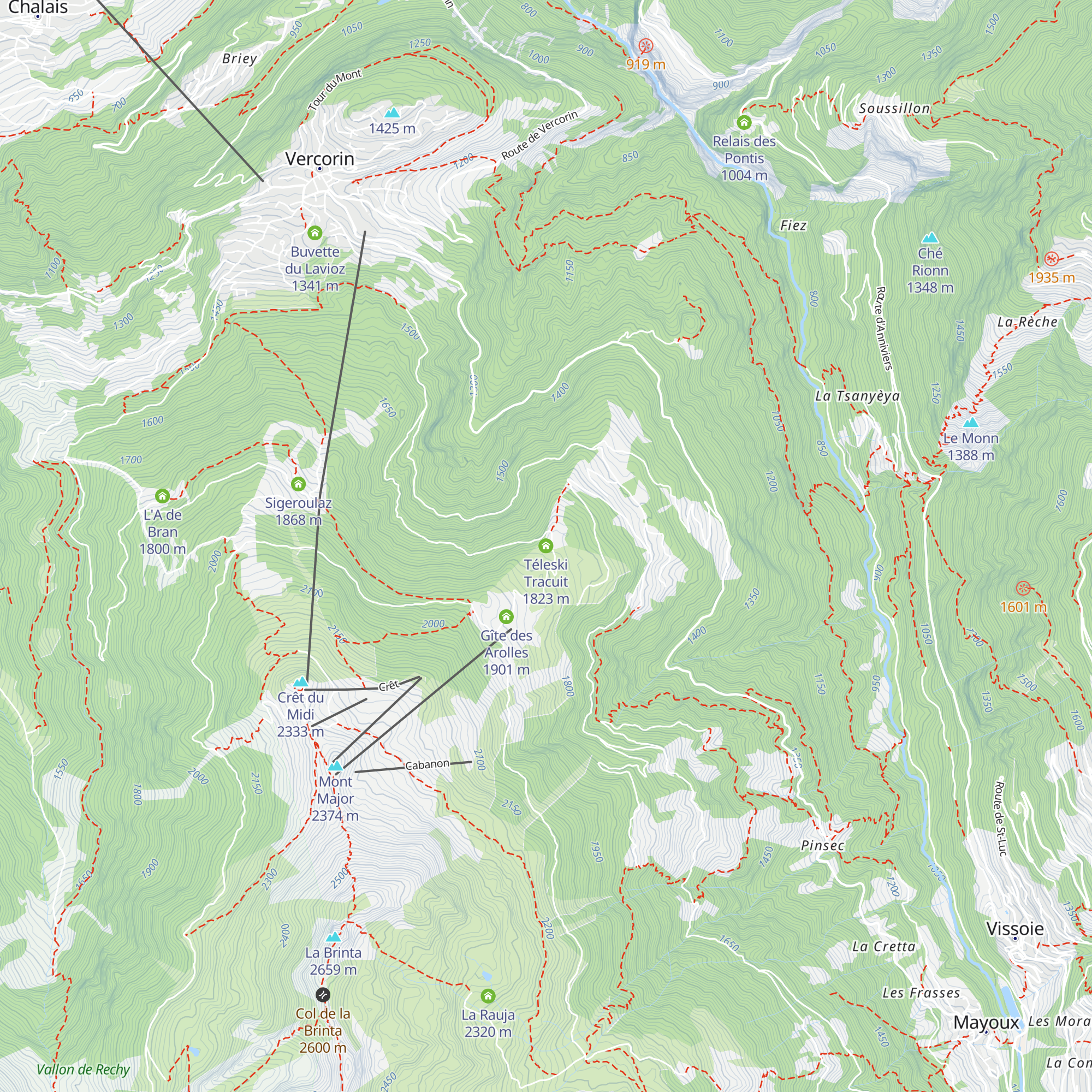 Téleski Tracuit map