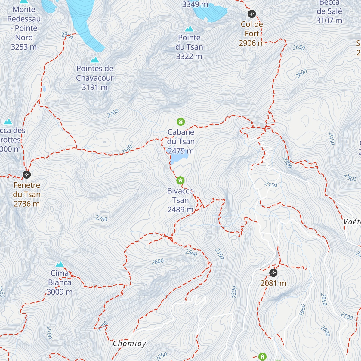 Bivacco Tsan map
