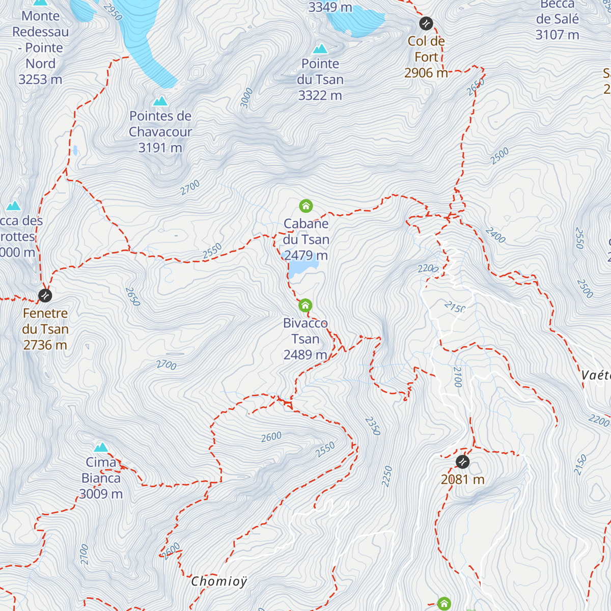 Bivacco Tsan map
