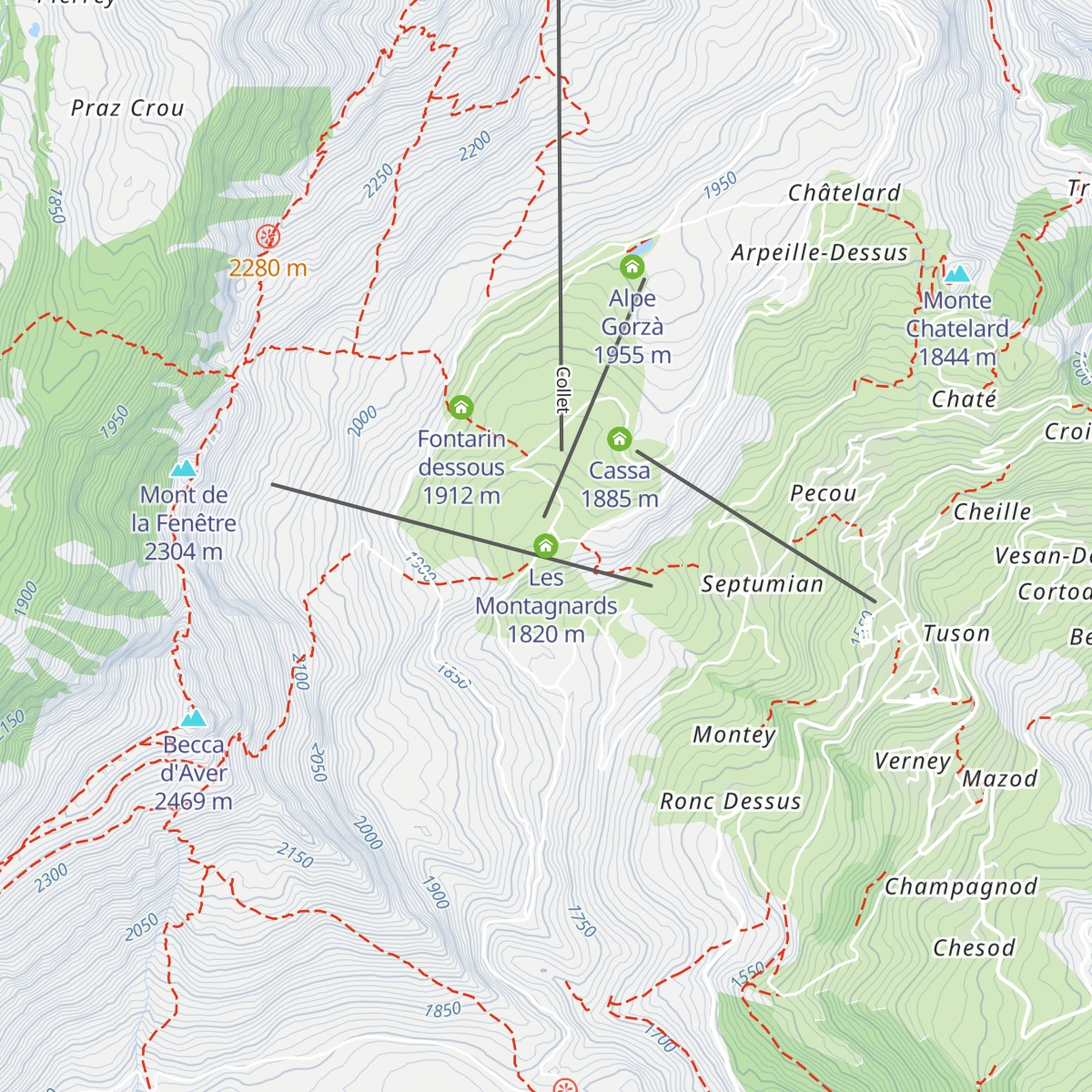 Les Montagnards map