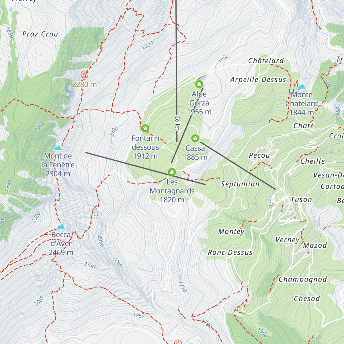Les Montagnards map