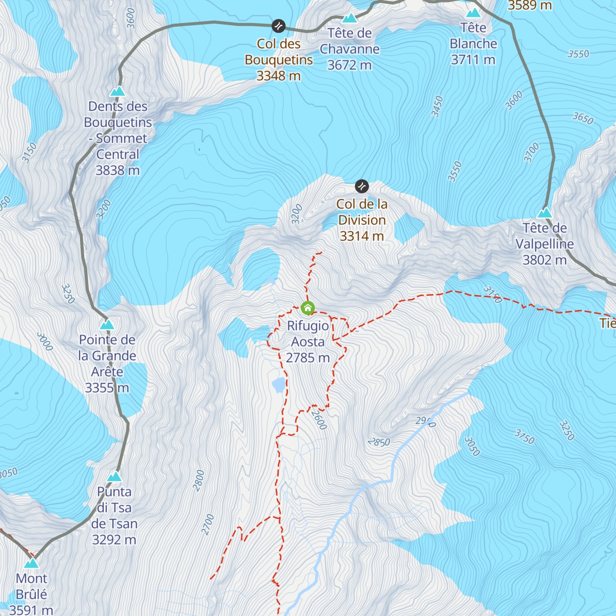 Rifugio Aosta map