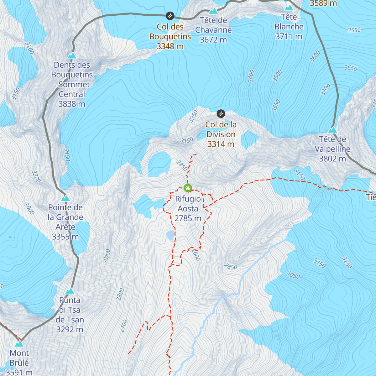 Rifugio Aosta map