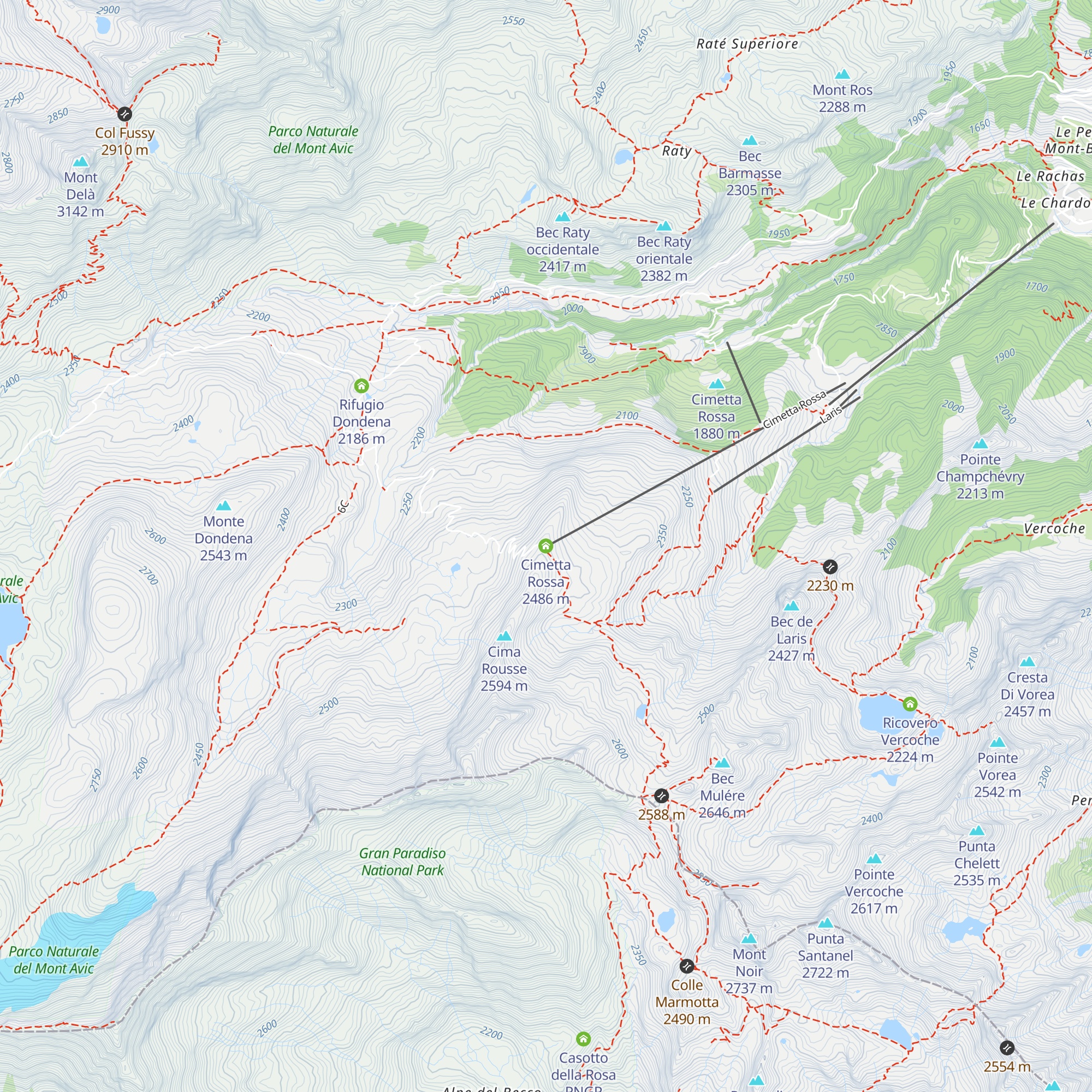 Cimetta Rossa map