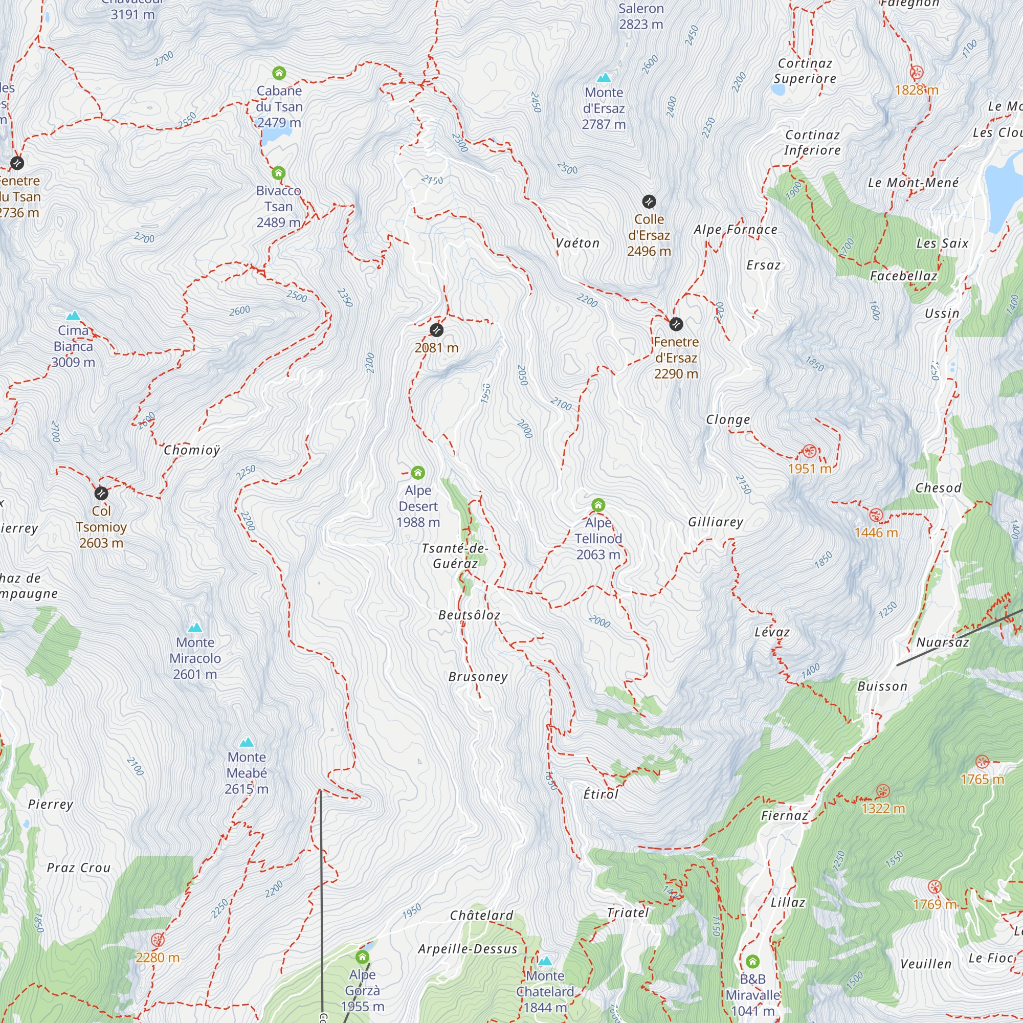 Alpe Praz-Sec map