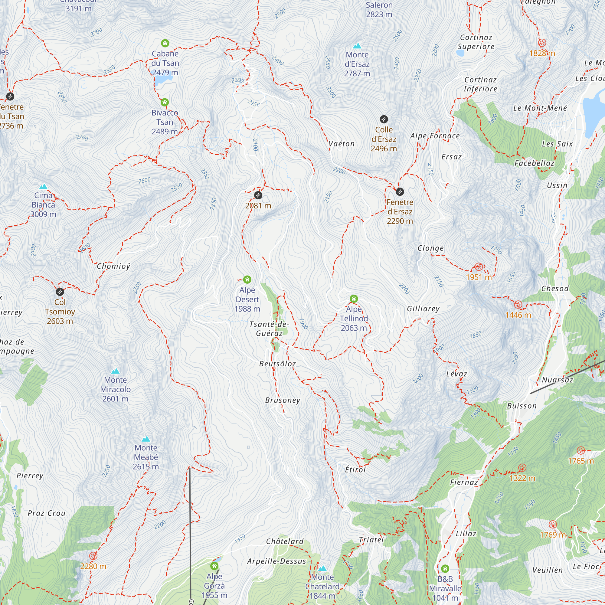 Alpe Praz-Sec map