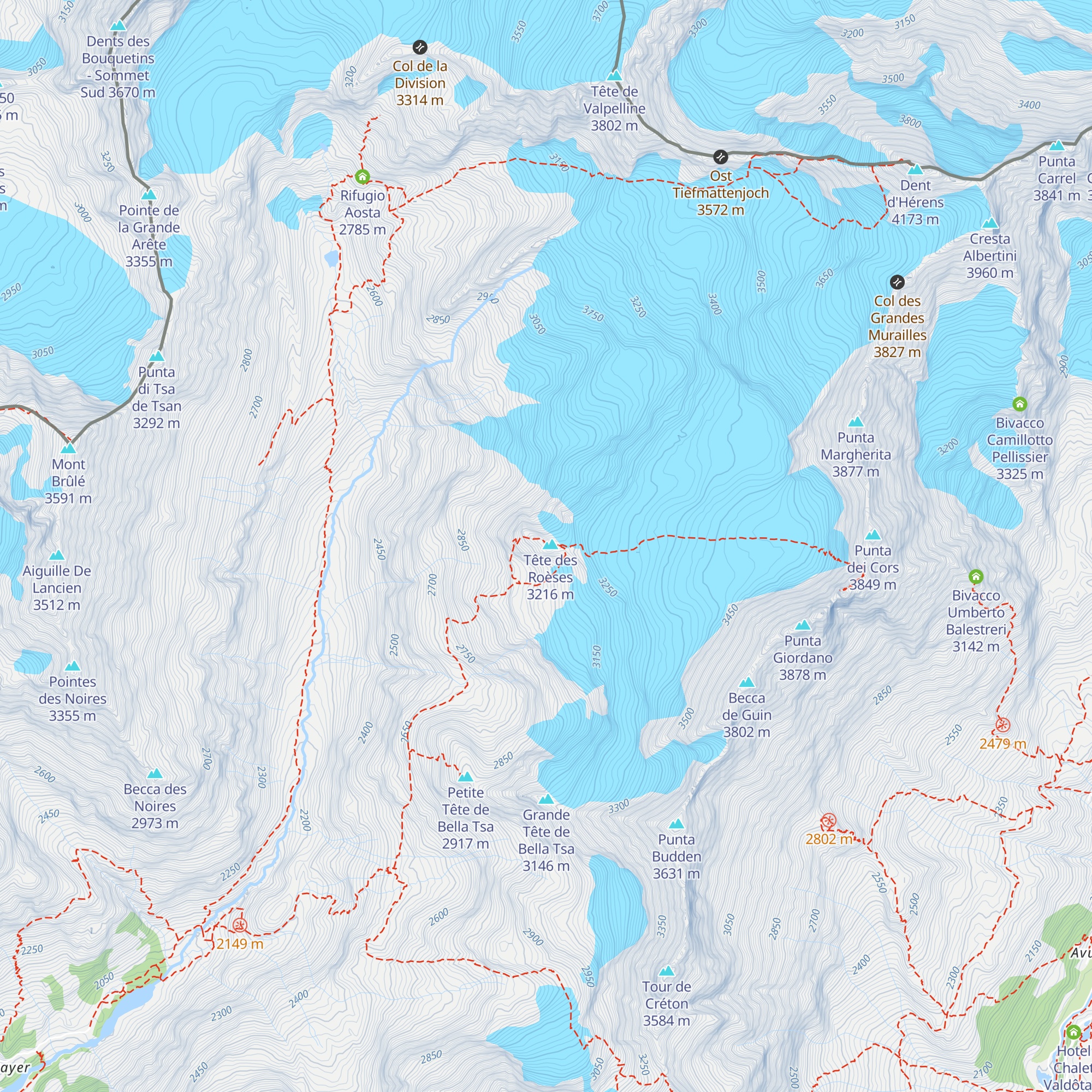 Bivacco Tête des Roses map
