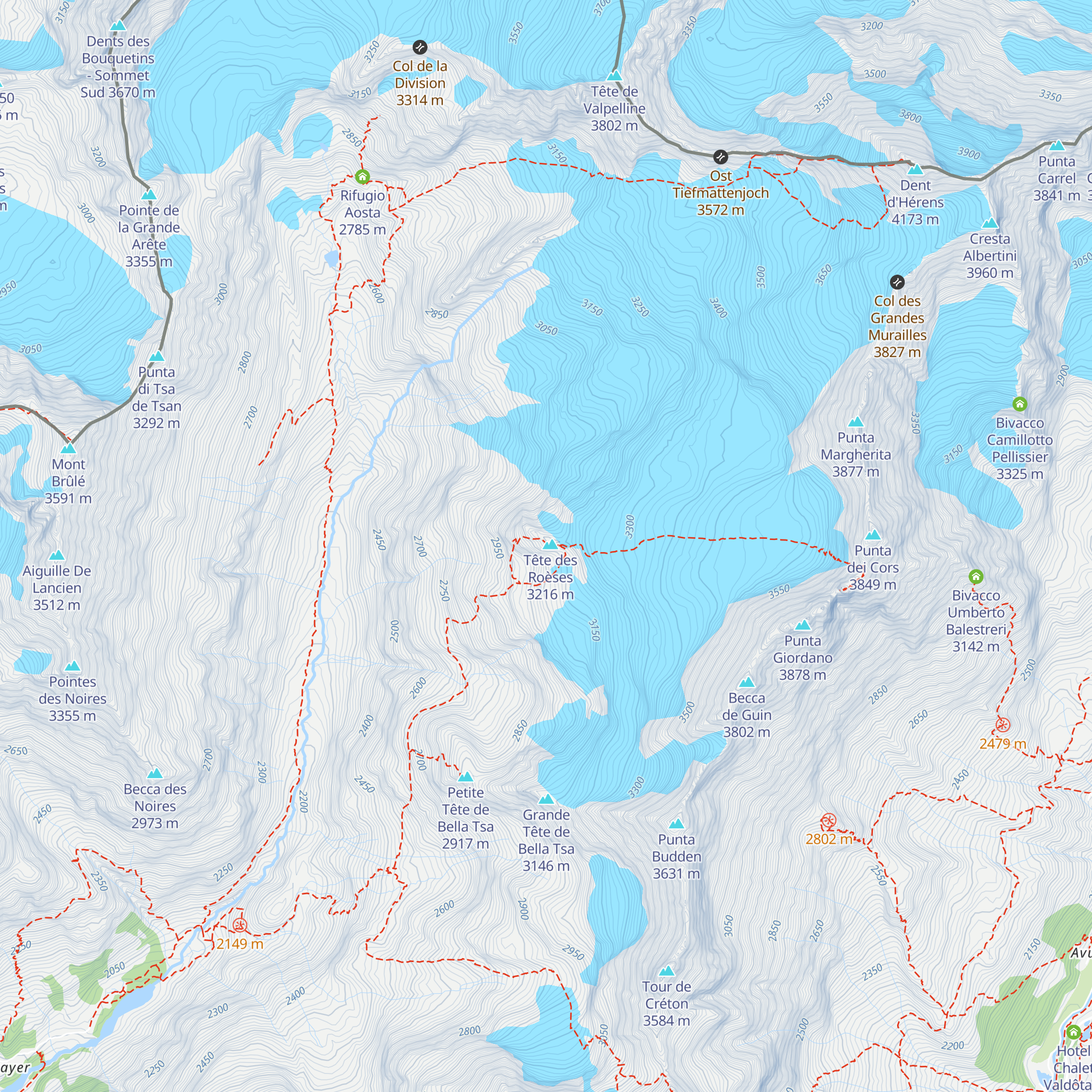 Bivacco Tête des Roses map