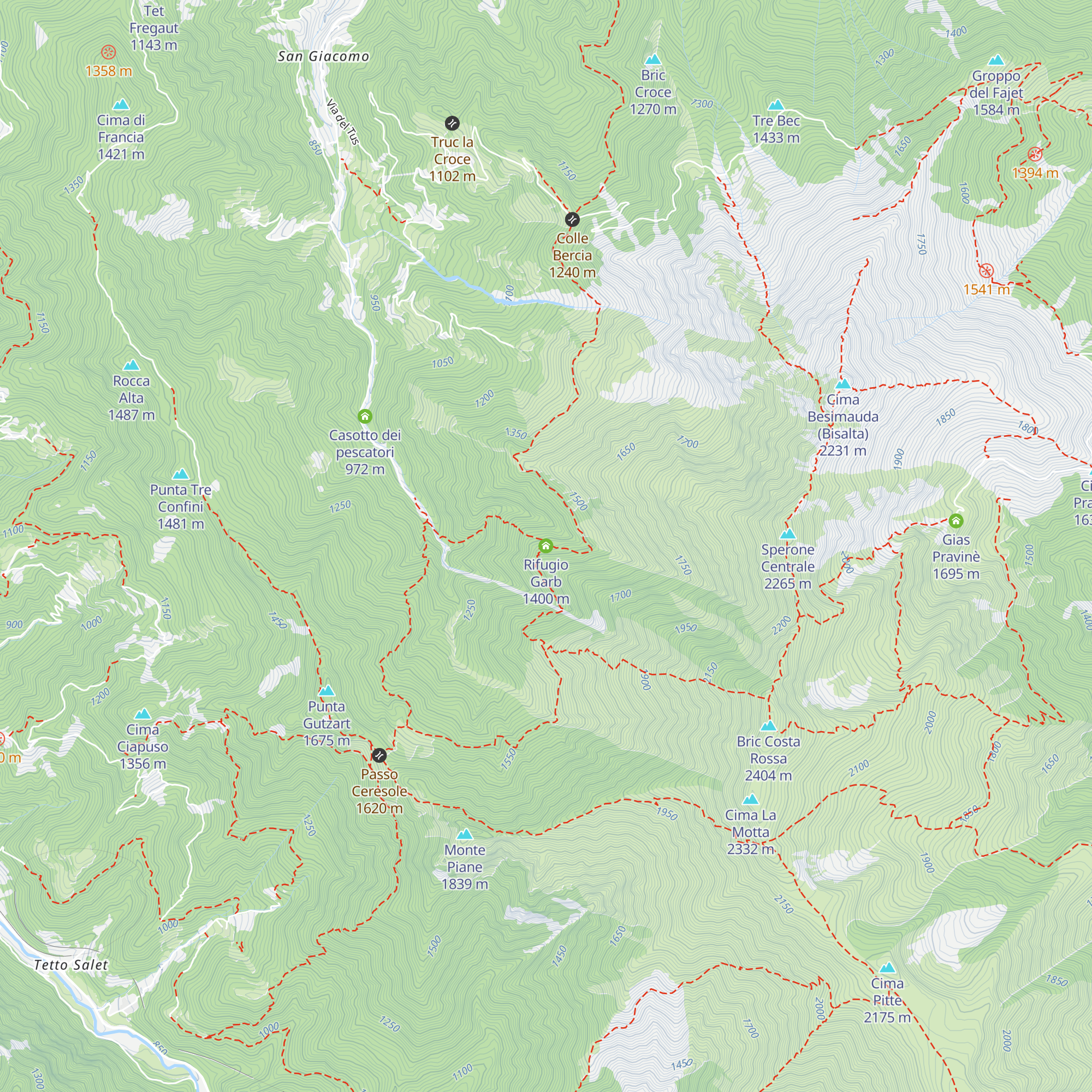 Rifugio Garb map