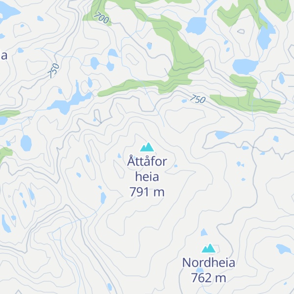 Map of Åttåfor heia