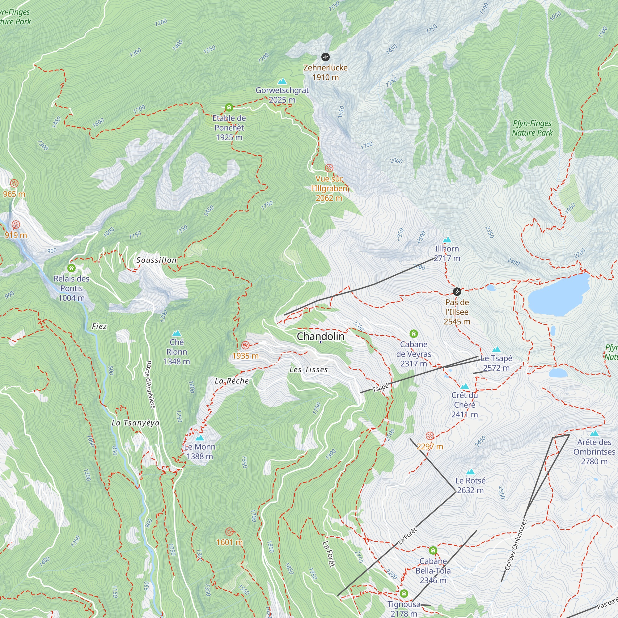 Cabane de l'Illhorn map