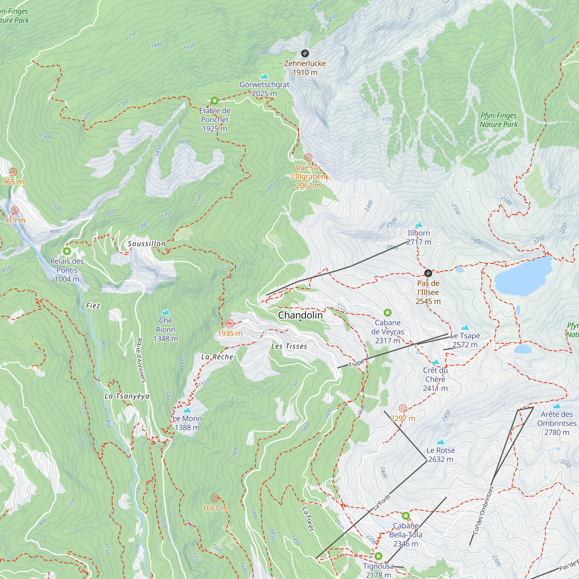 Cabane de l'Illhorn map