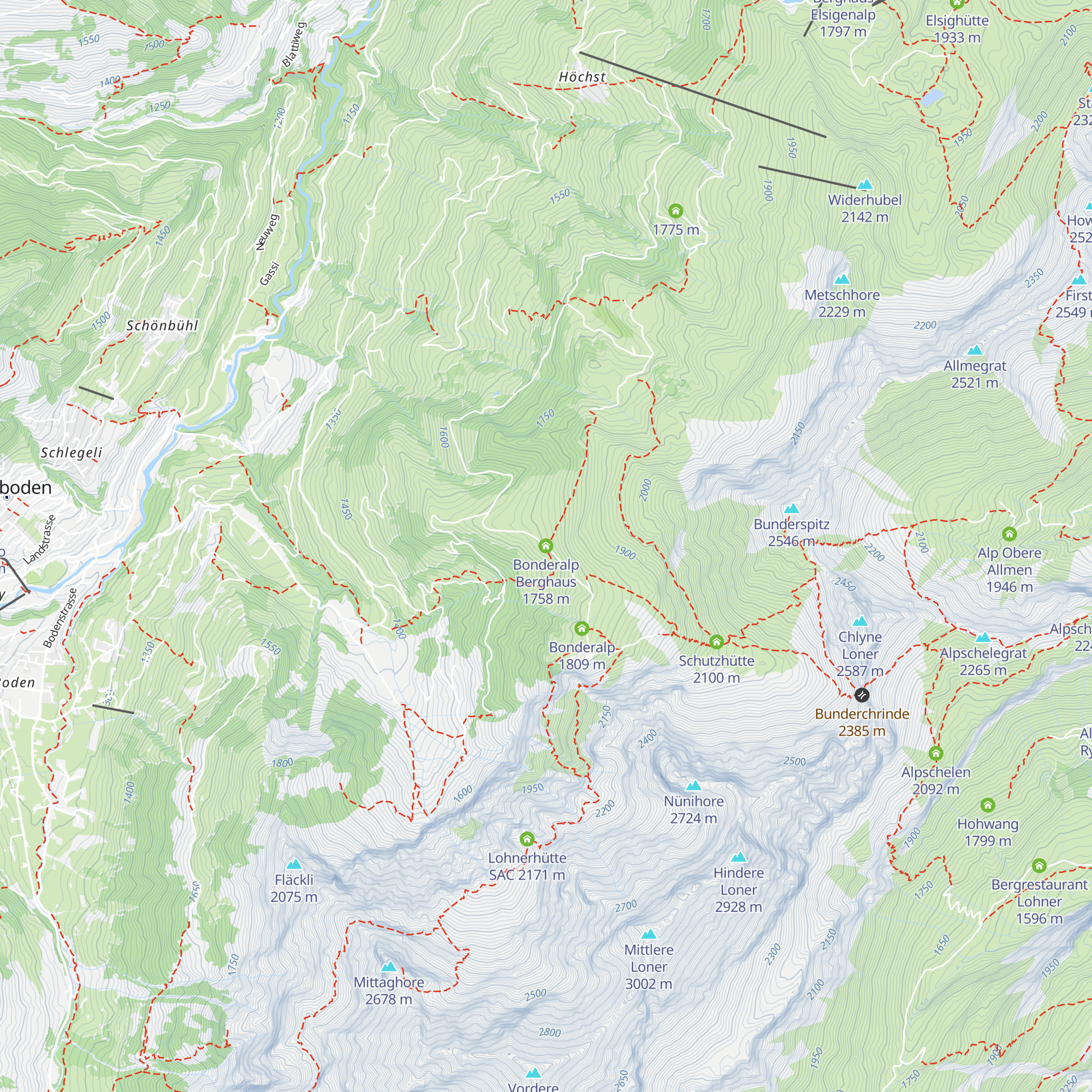 Bonderalp Berghaus map