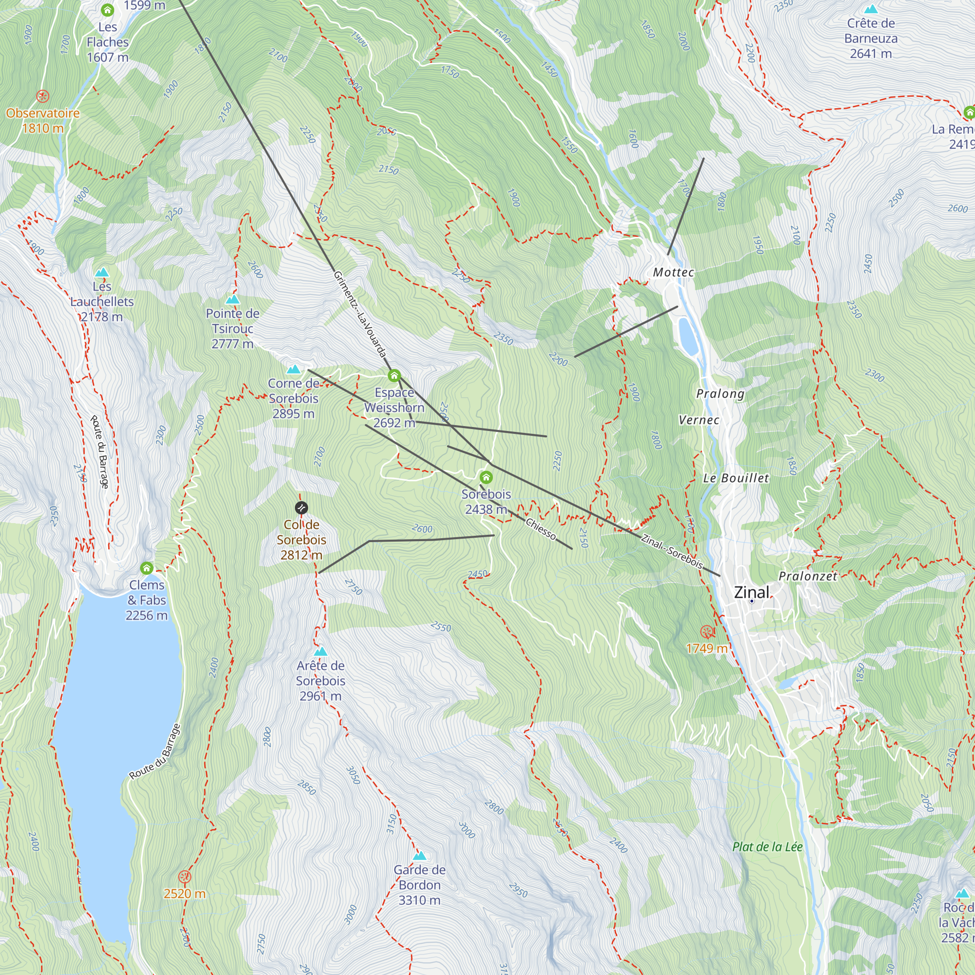 Cabane de Sorebois map