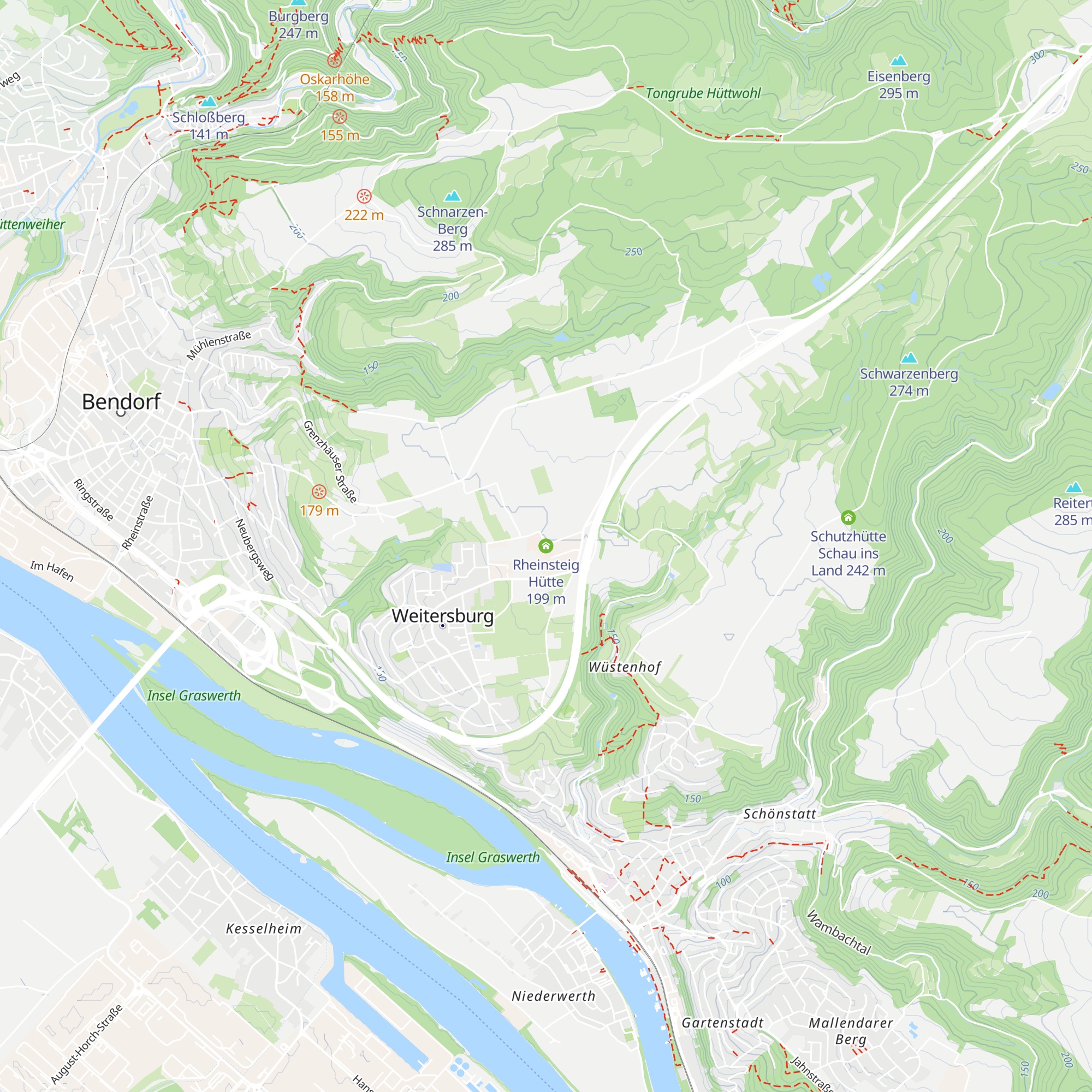 Rheinsteig Hütte map