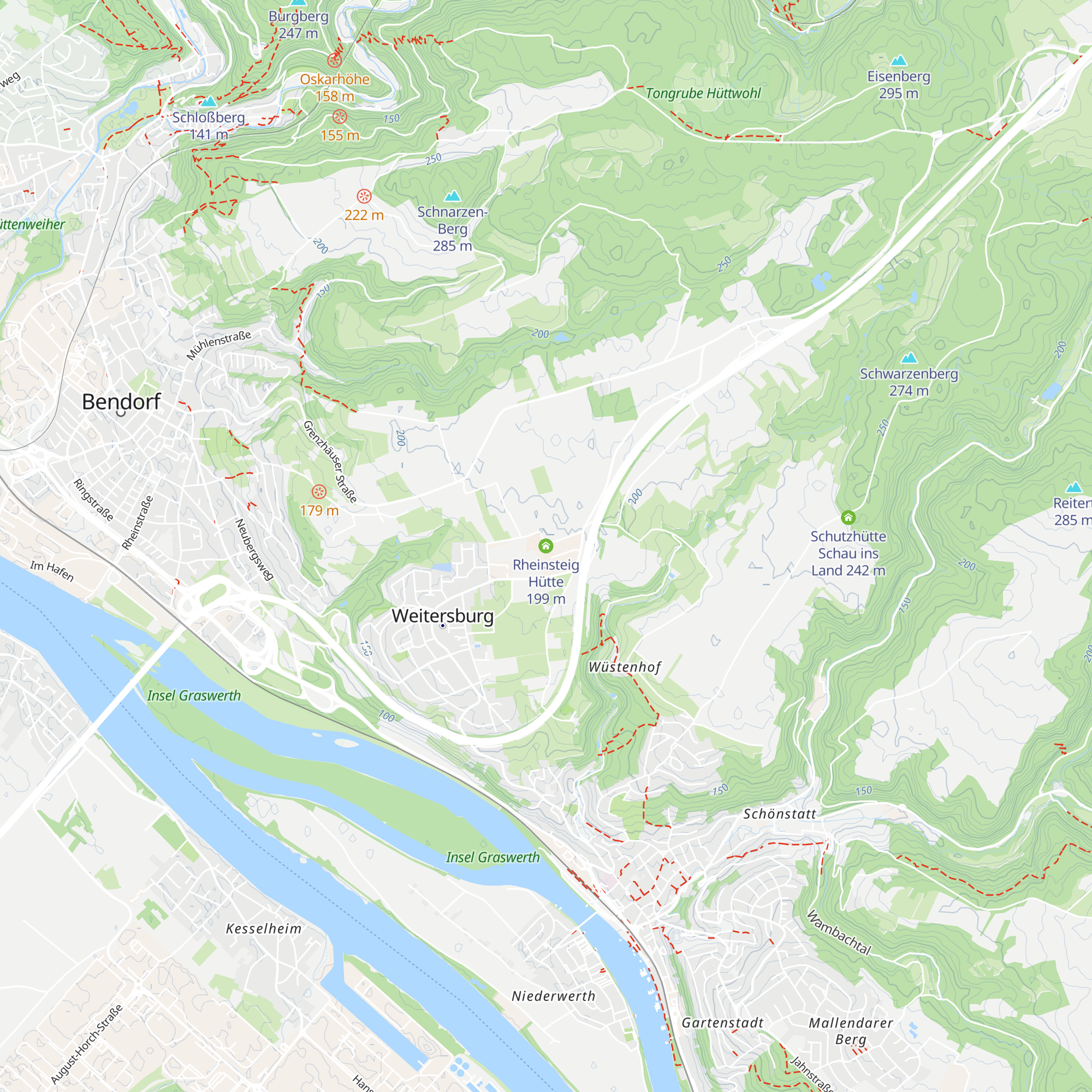 Rheinsteig Hütte map
