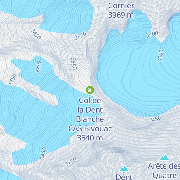 Map of Col de la Dent Blanche CAS Bivouac