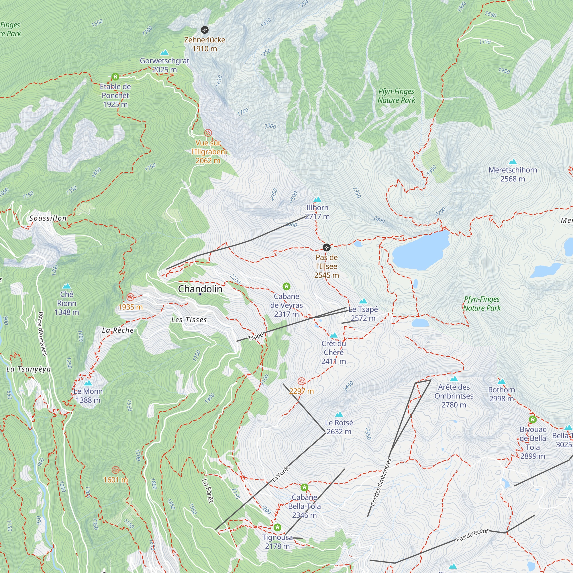 Cabane de Veyras map