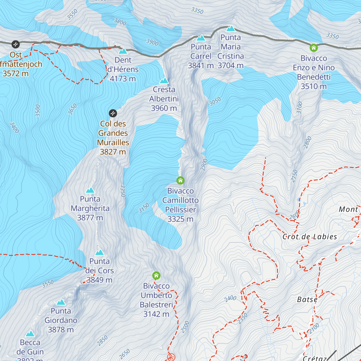 Bivacco Camillotto Pellissier map