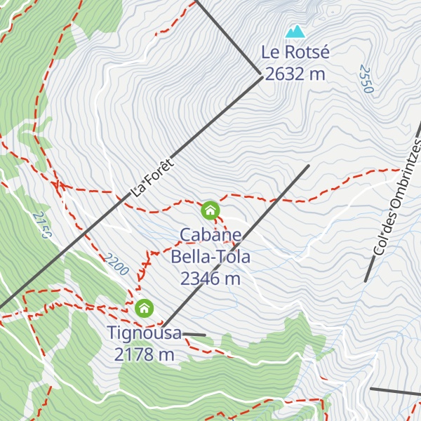 Map of Cabane Bella-Tola