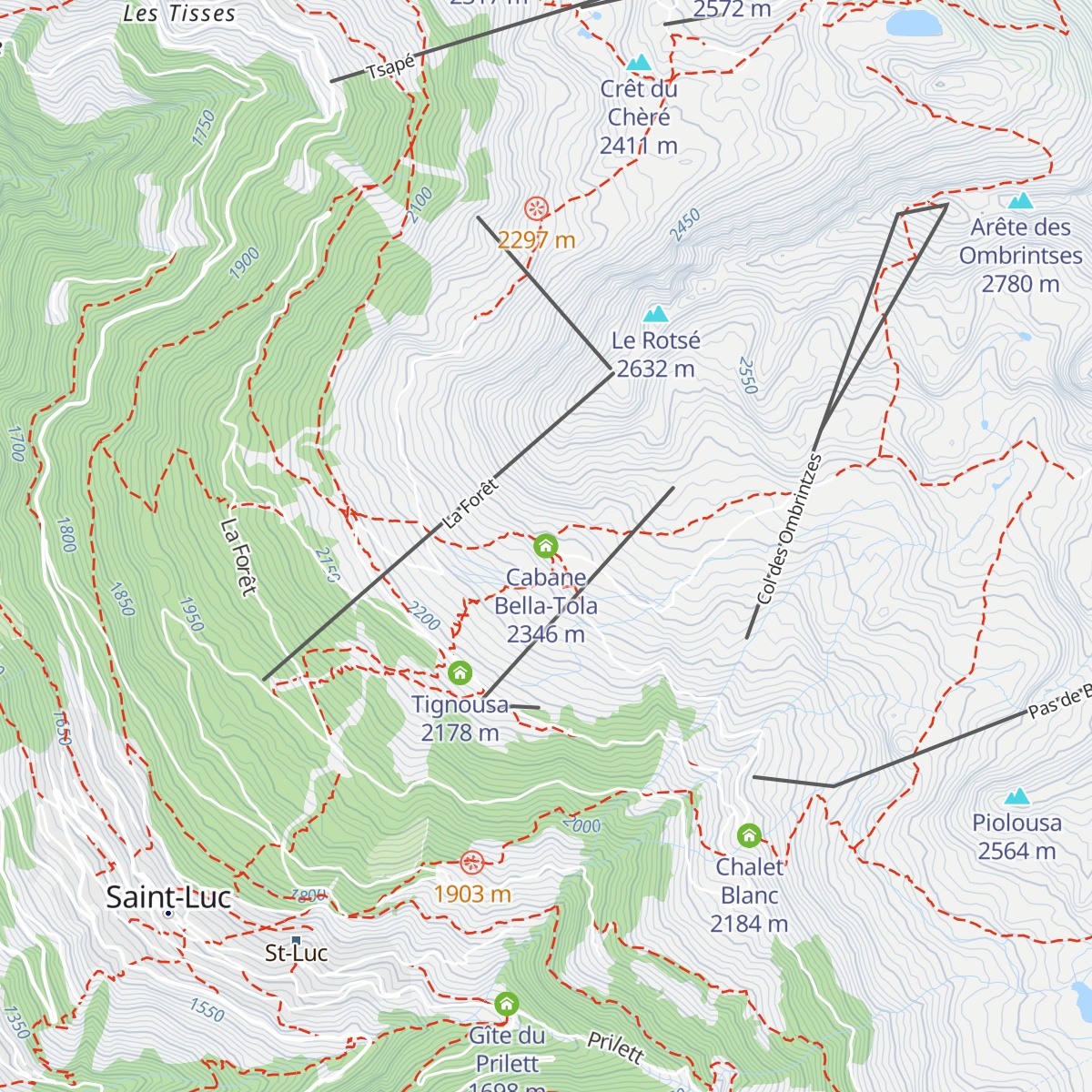 Cabane Bella-Tola map