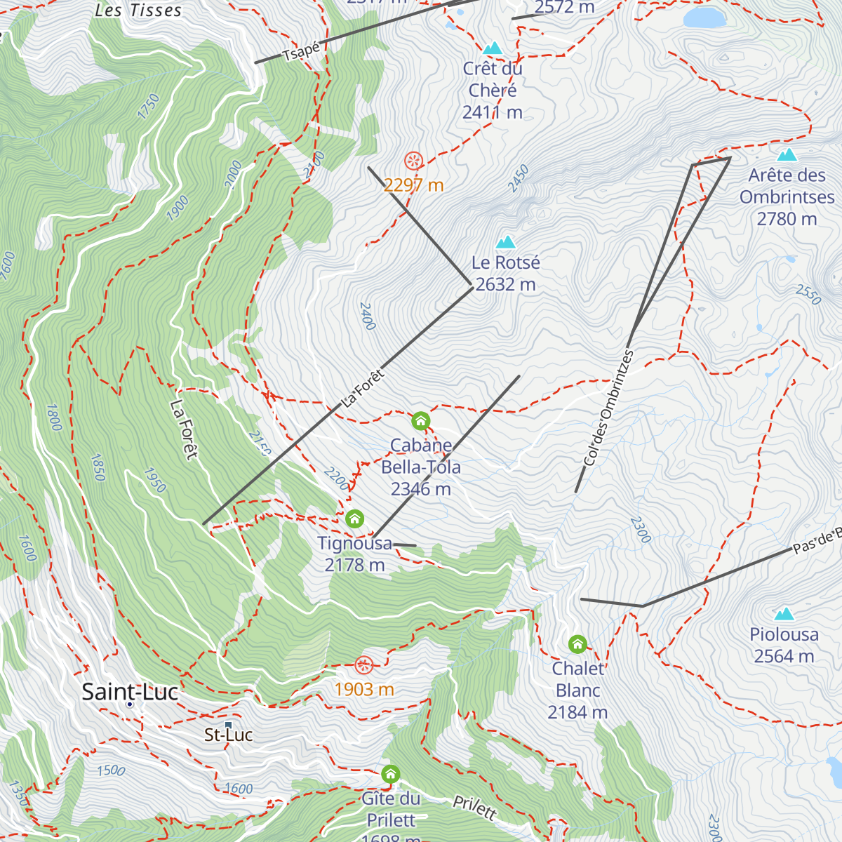Cabane Bella-Tola map