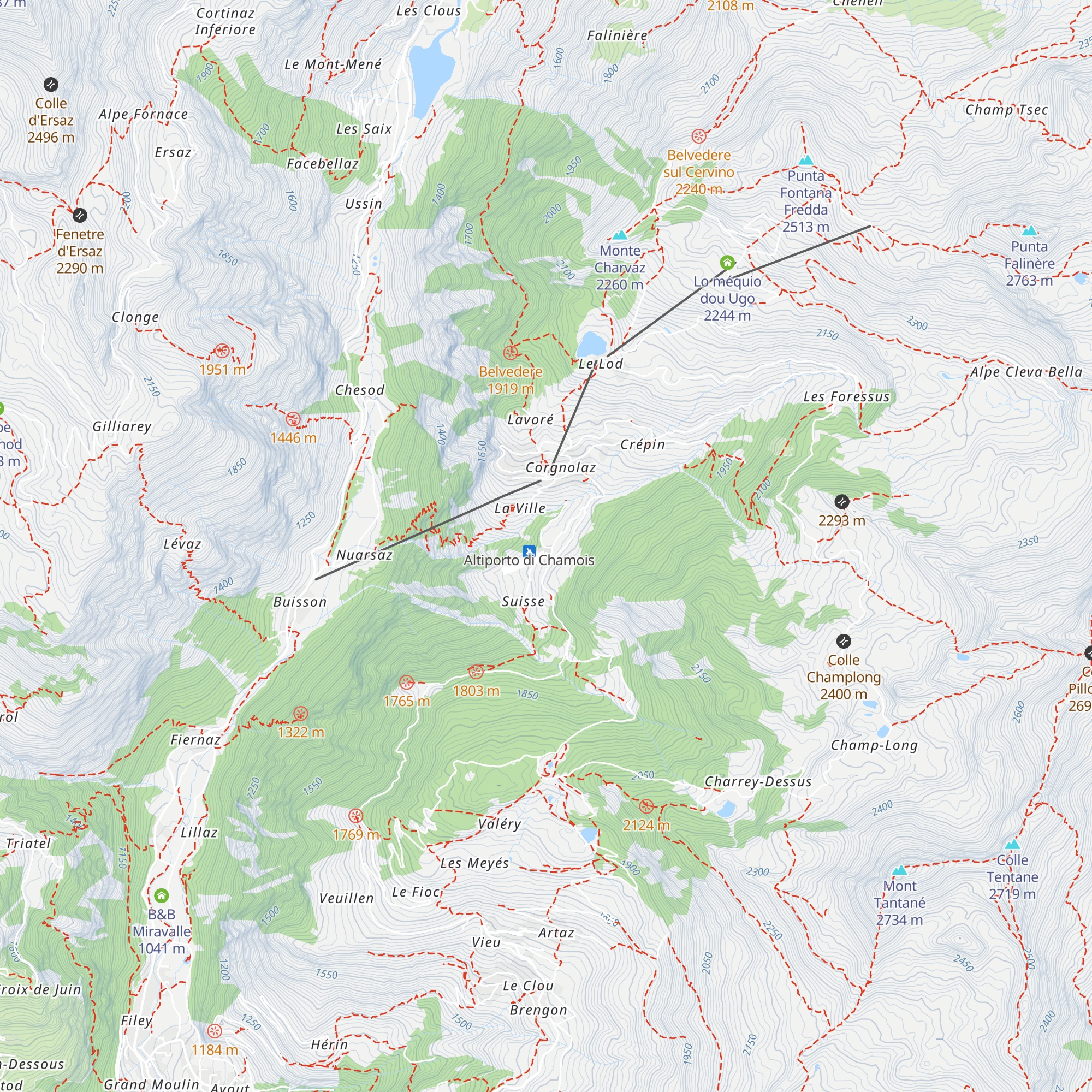Altiporto di Chamois map