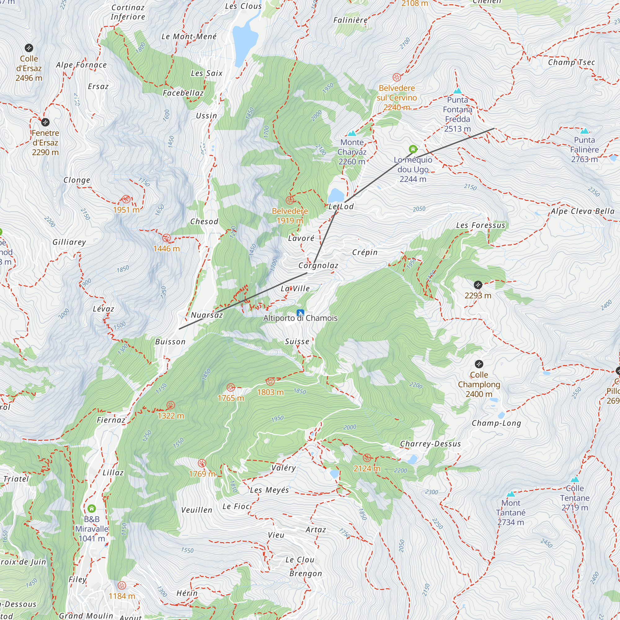 Altiporto di Chamois map