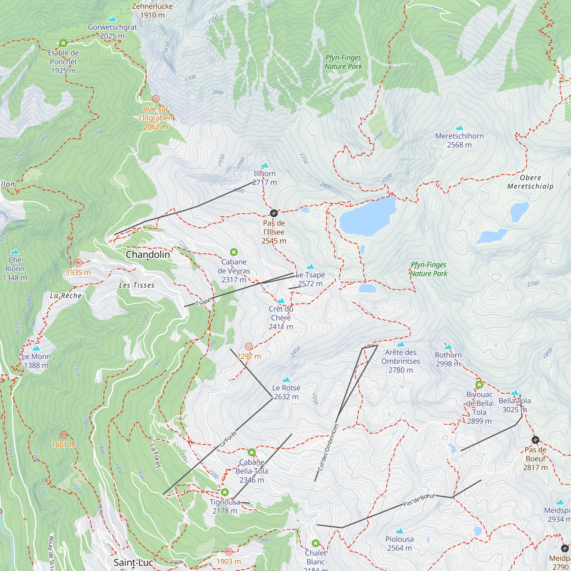 Cabane école de ski suisse map