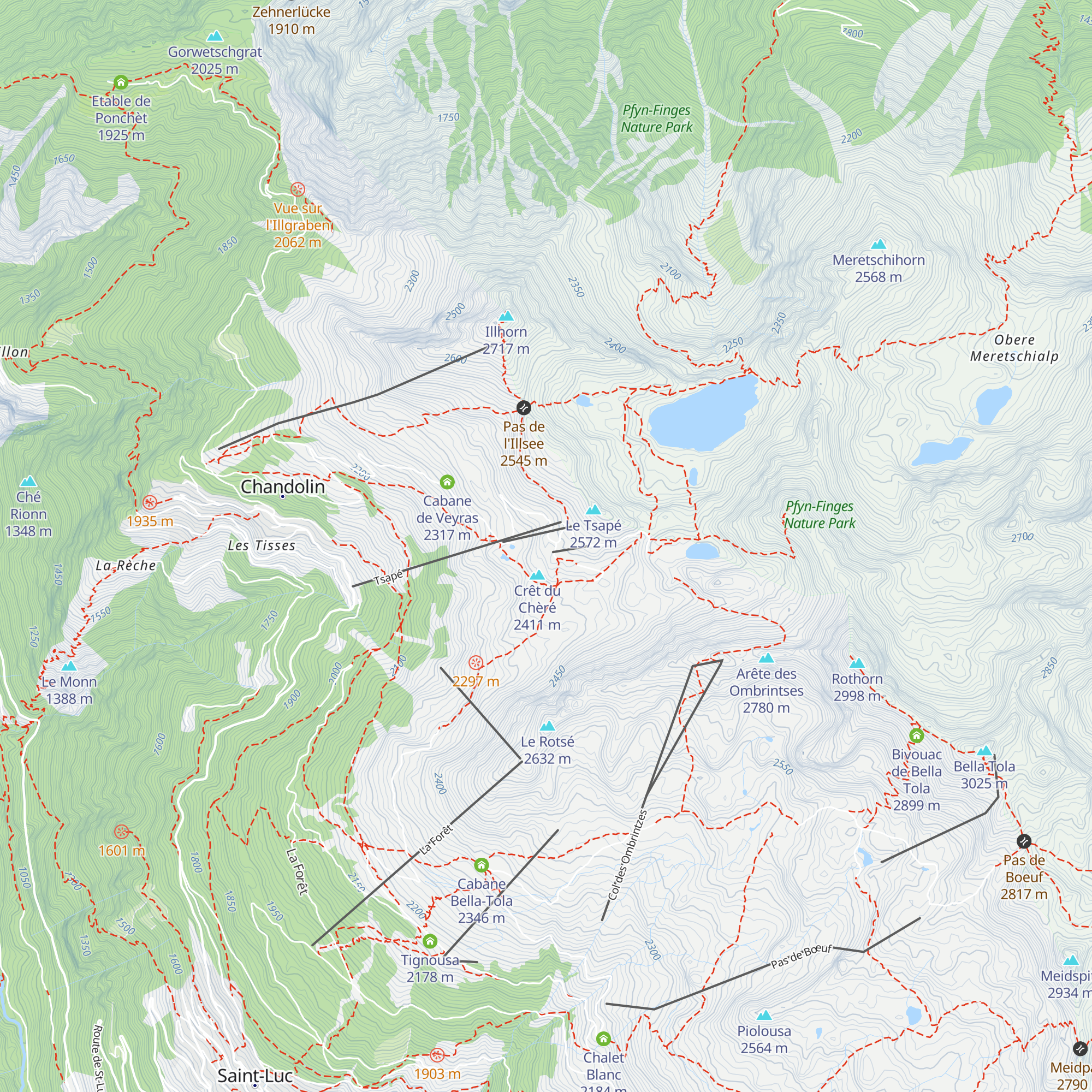 Cabane école de ski suisse map